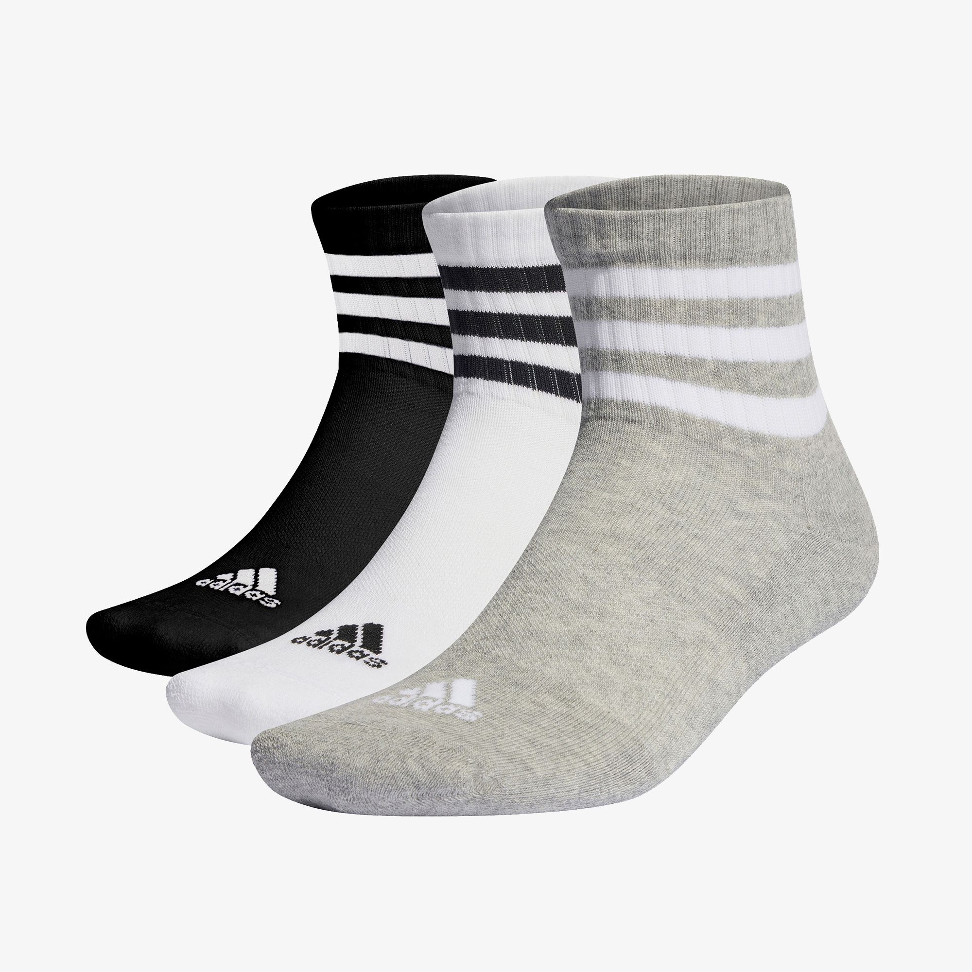 adidas 3-Stripes Sportswear Yastıklamalı Yarım Bilekli 3' lü Unisex Gri Çorap