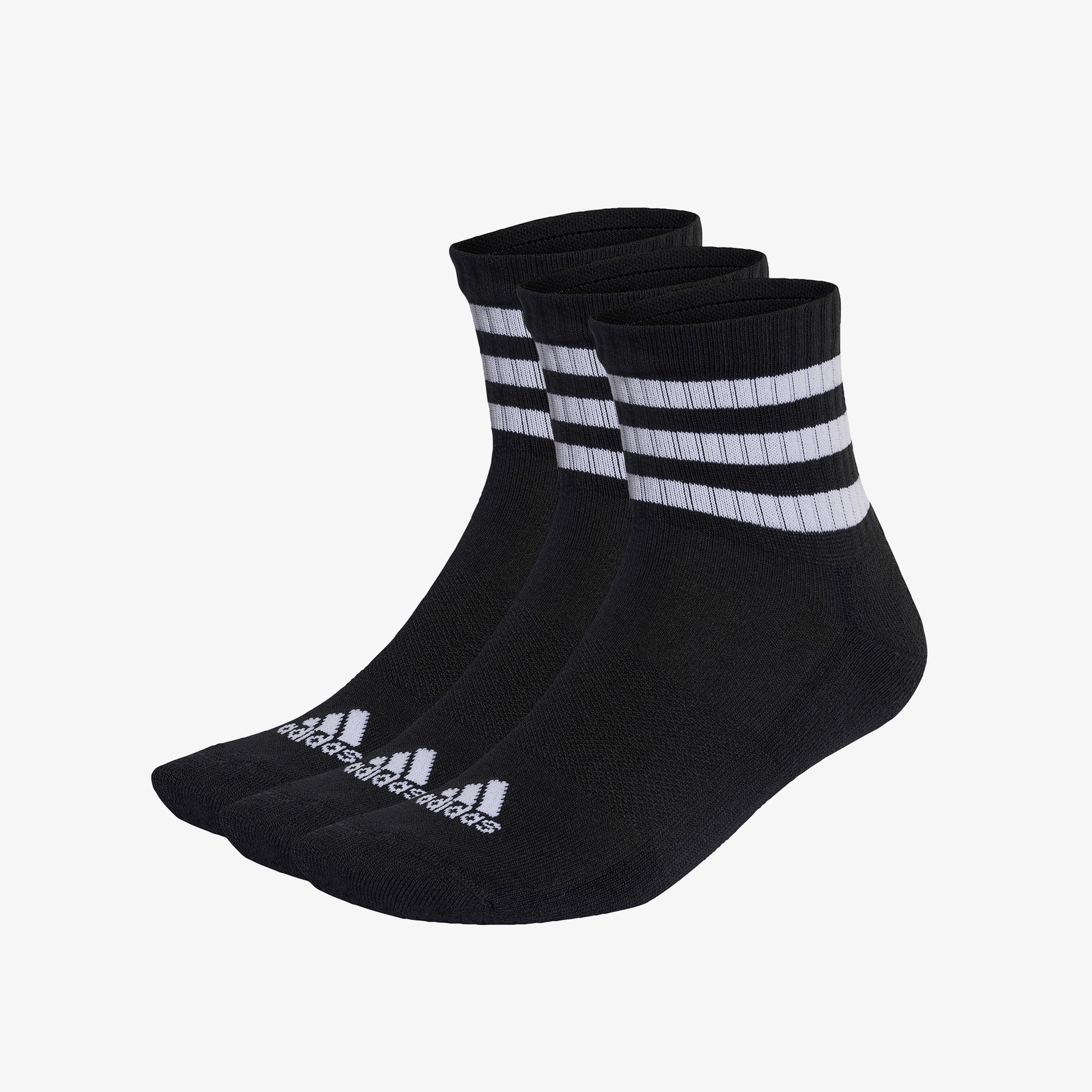 adidas 3 Stripe Cushioned Crew 3'lü Unisex Siyah Çorap