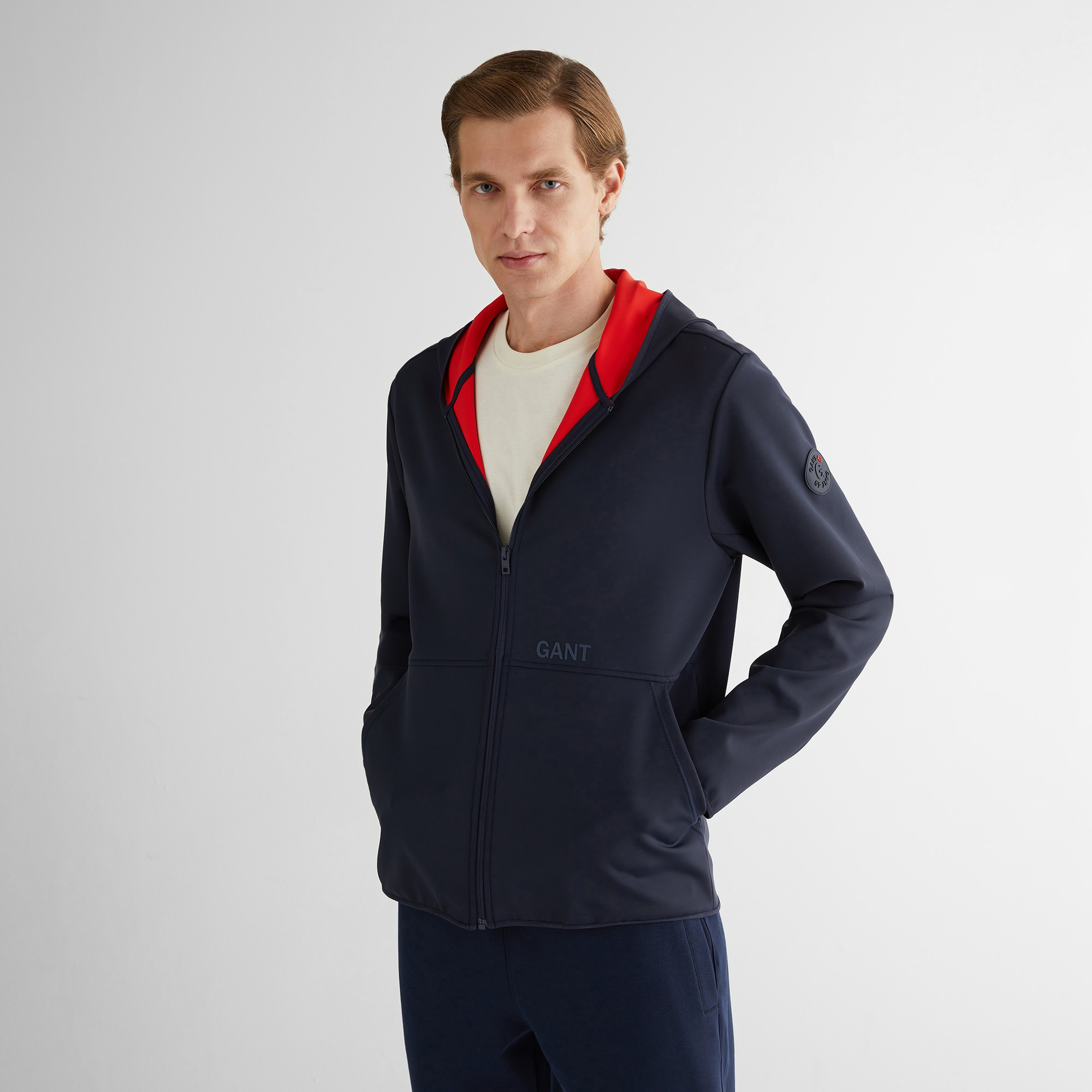 GANT Erkek Lacivert Slim Fit Kapüşonlu Sweatshirt