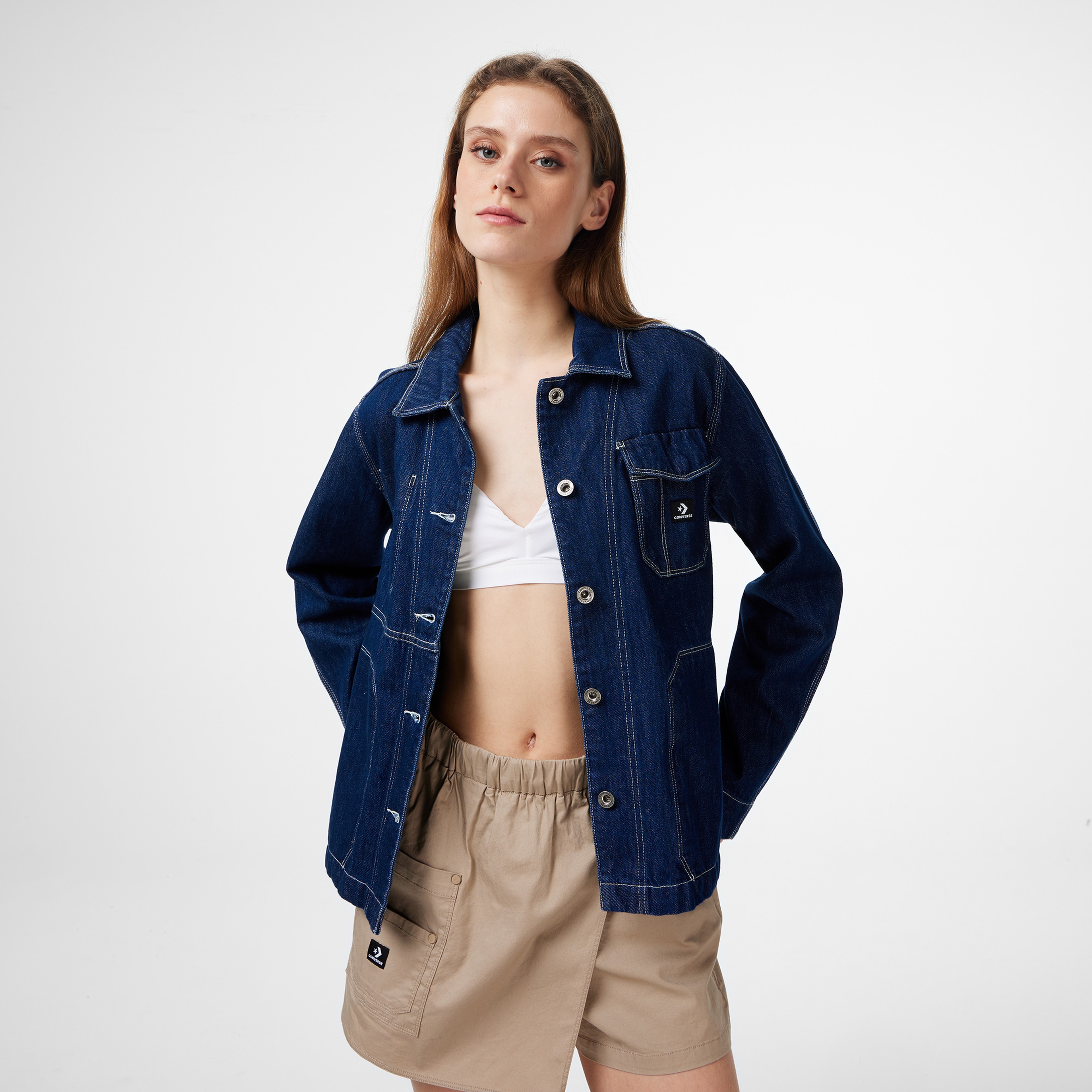 Converse Chaqueta Denim Kadın Mavi Ceket