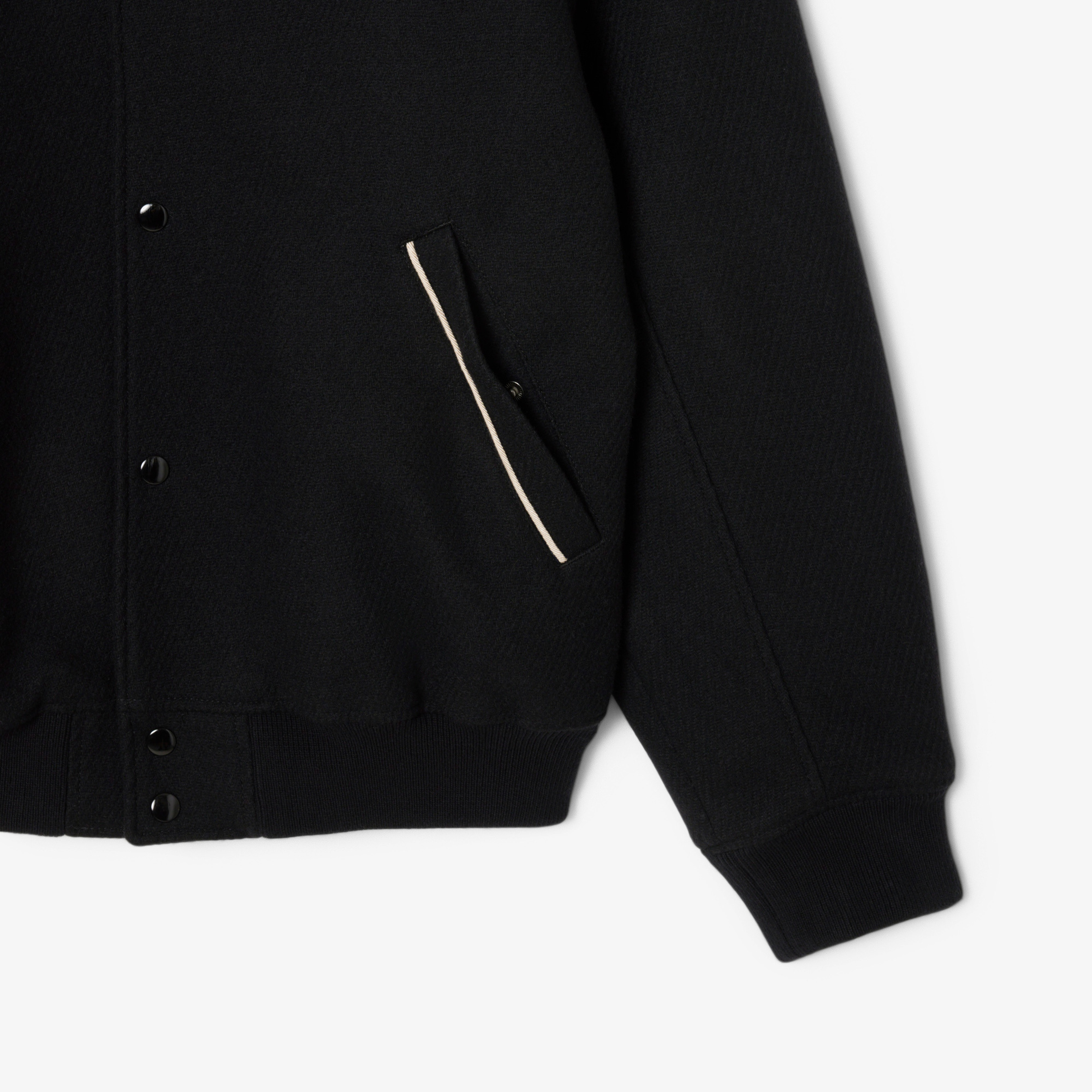 Lacoste Erkek Classic Fit Gömlek Yaka Baskılı Siyah Ceket