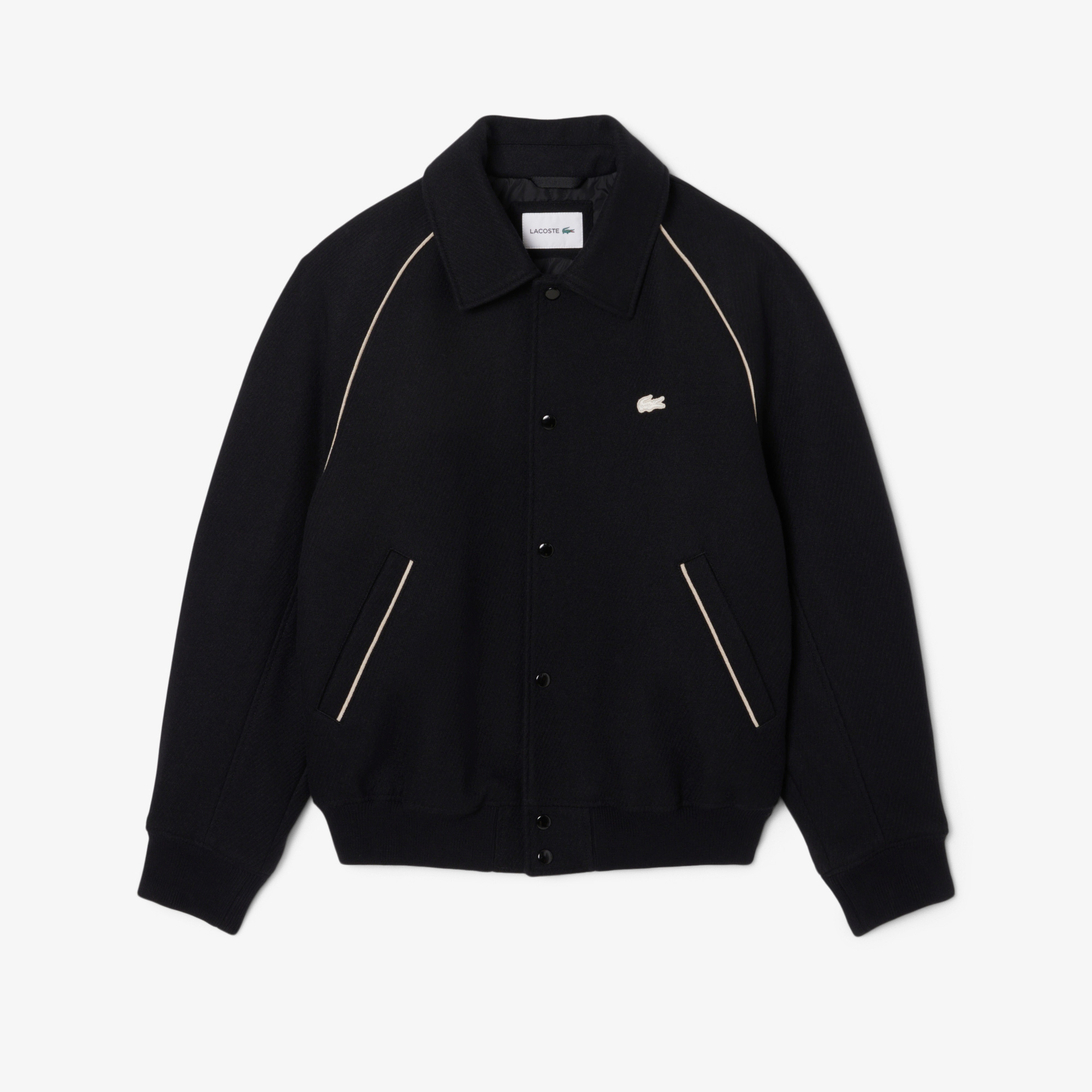 Lacoste Erkek Classic Fit Gömlek Yaka Baskılı Siyah Ceket