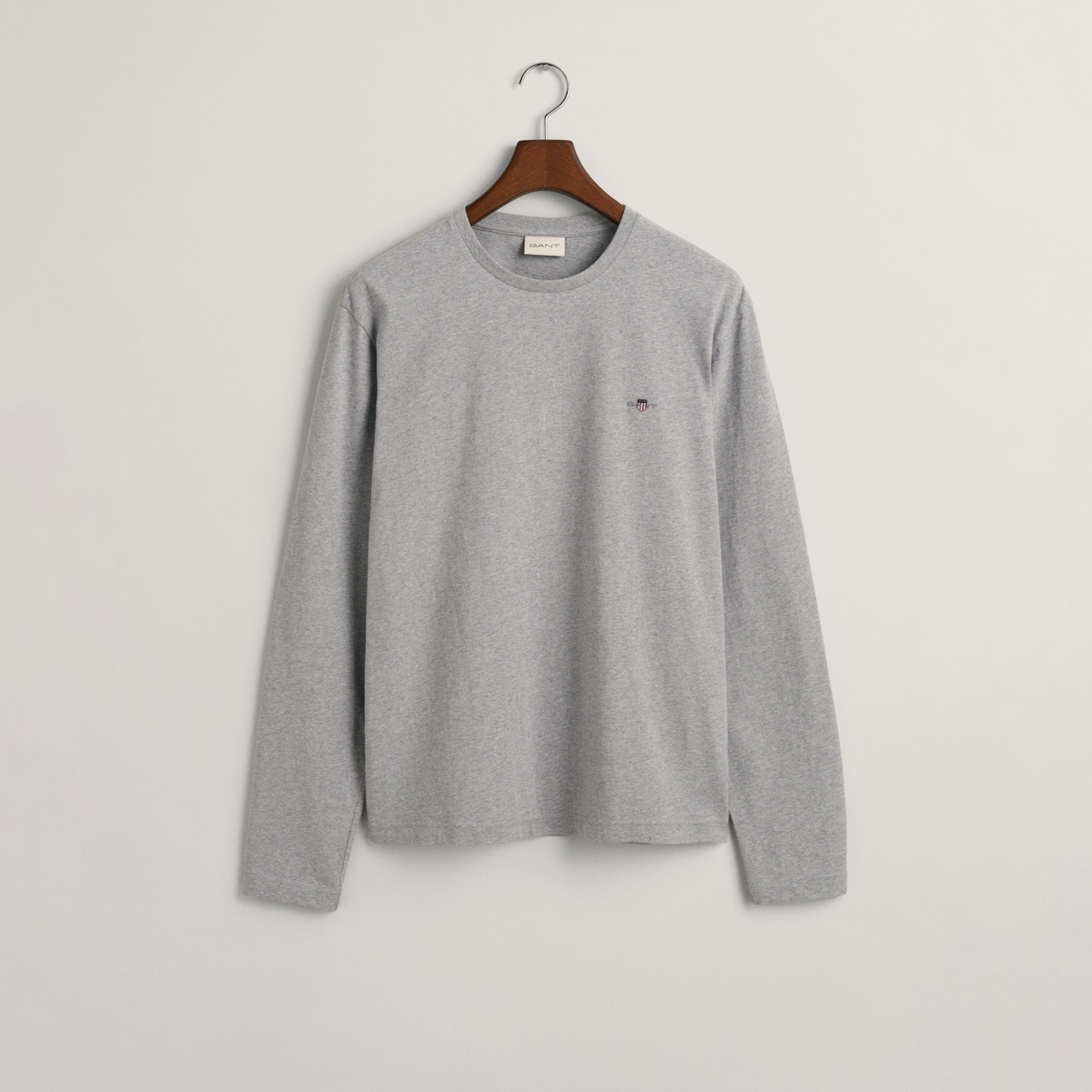 GANT Erkek Gri Regular Fit Bisiklet Yaka Uzun Kollu T-Shirt