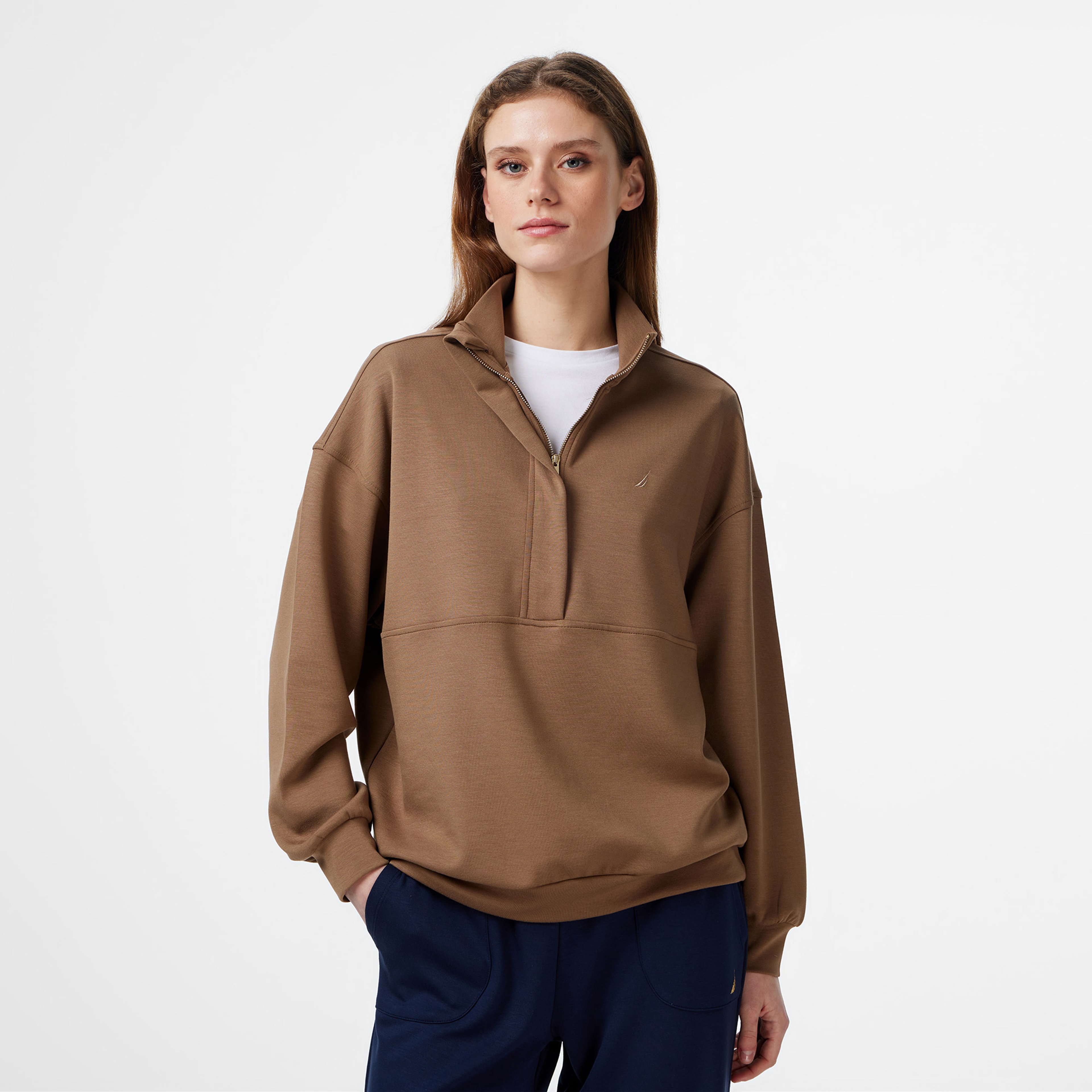 Nautica Kadın Kahverengi Regular Fit Sweatshirt