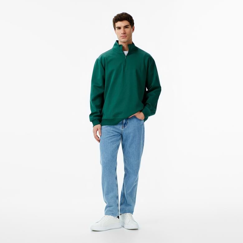 UNITED4 Erkek Yeşil Half Zip Sweatshirt