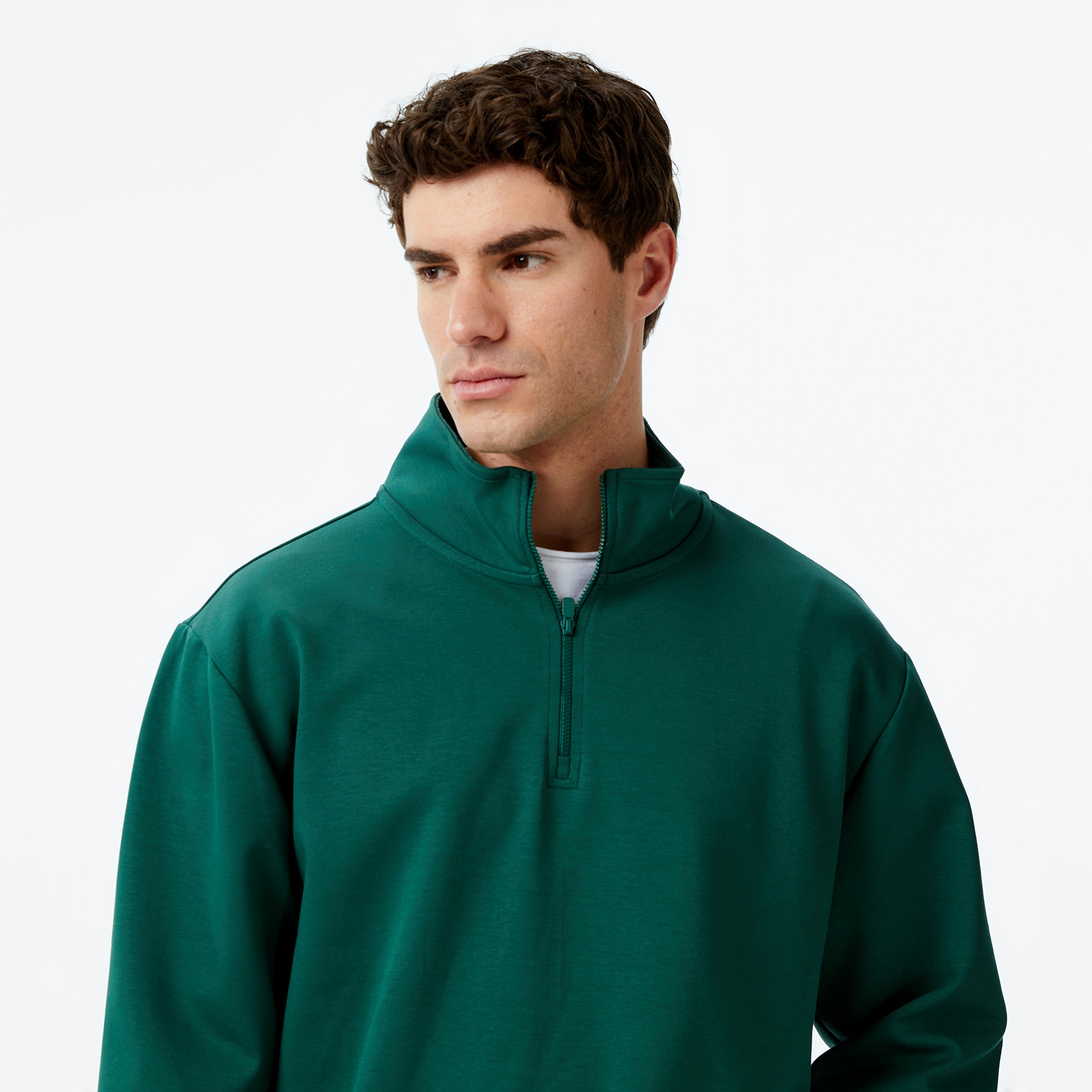 UNITED4 Erkek Yeşil Half Zip Sweatshirt
