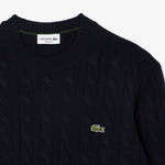 Erkek Classic Fit Bisiklet Yaka Desenli Lacivert Kazak