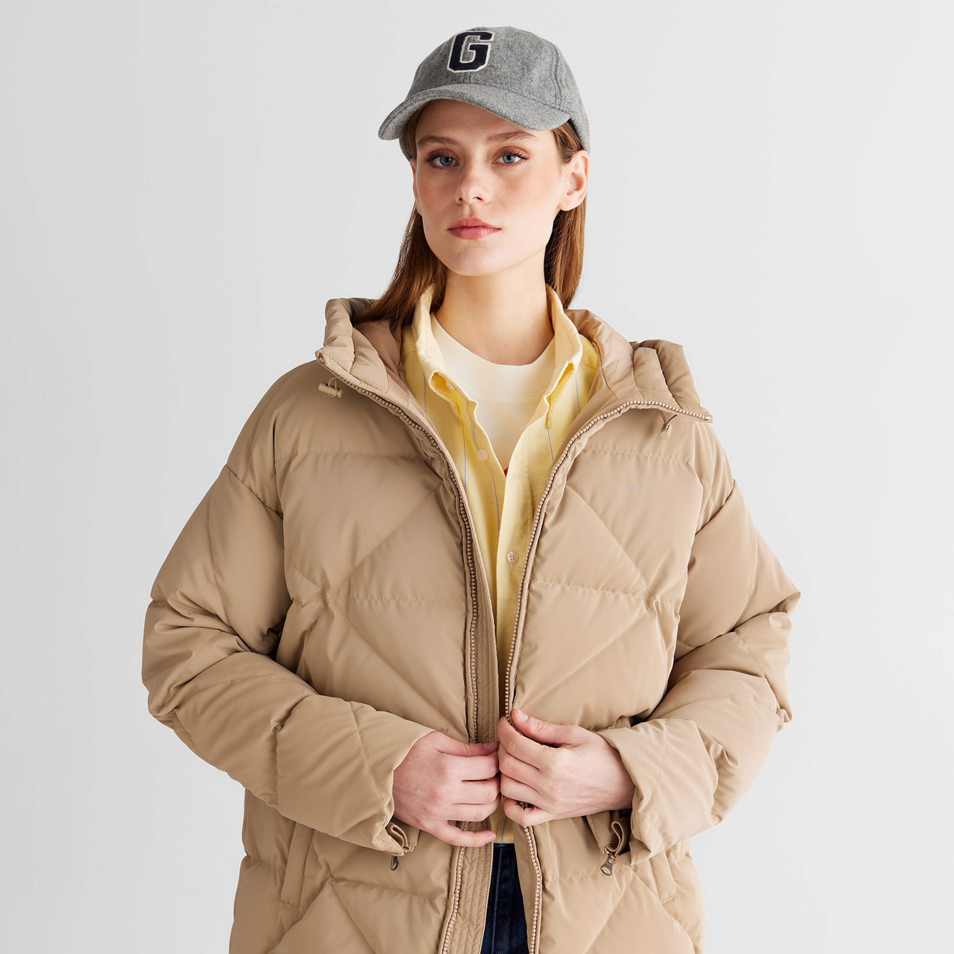 GANT Kadın Bej Regular Fit Fermuarlı Ceket