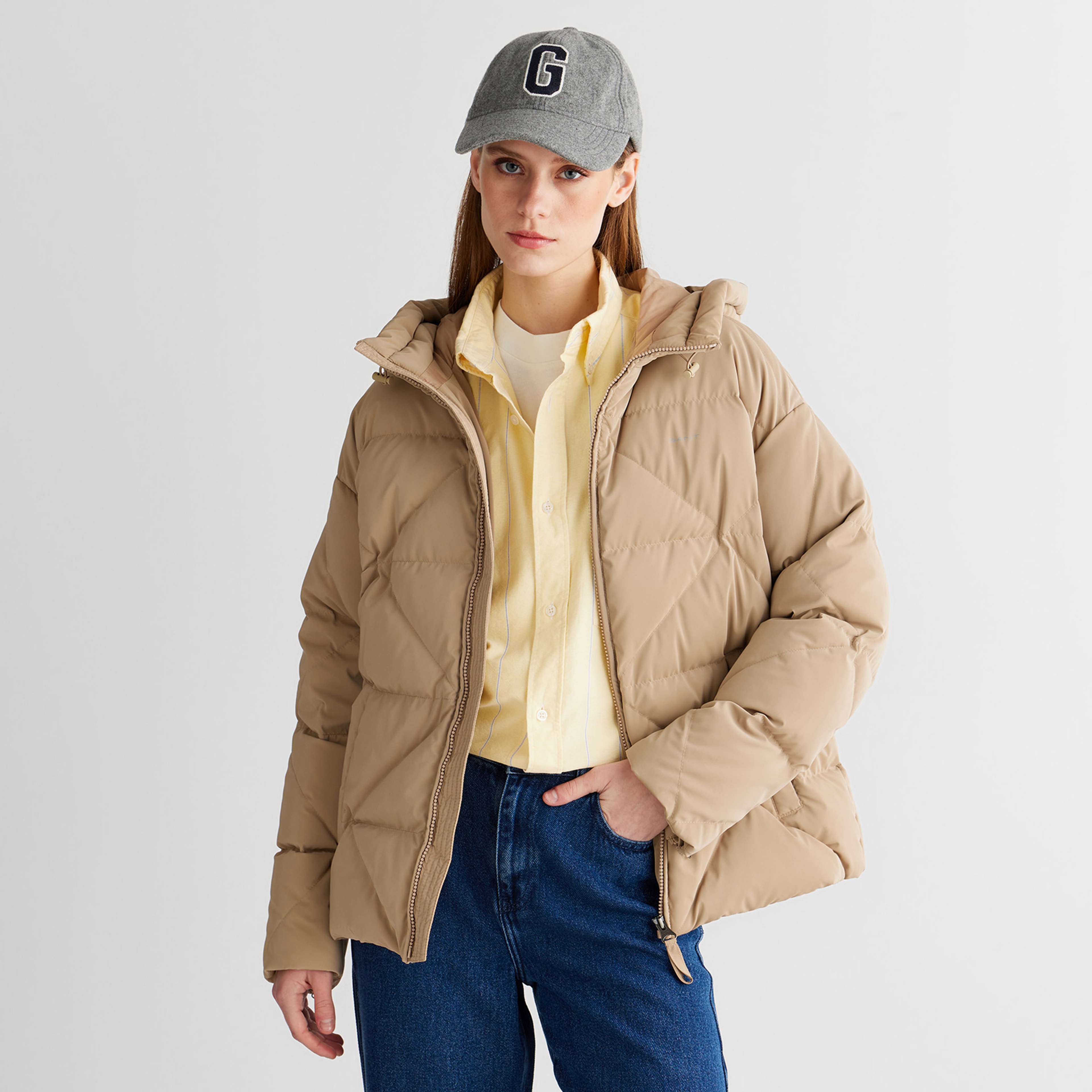 GANT Kadın Bej Regular Fit Fermuarlı Ceket