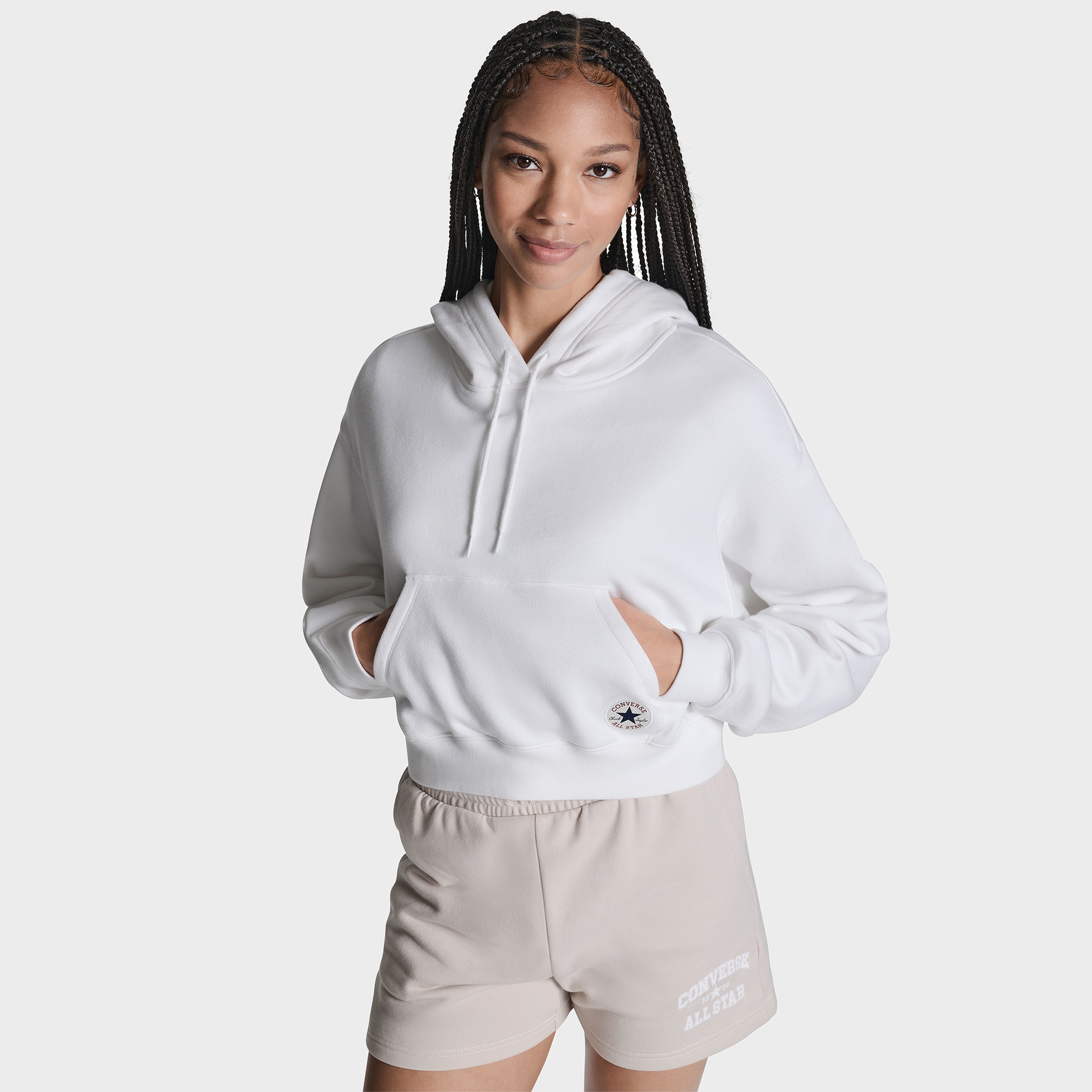 Converse Chuck Taylor All Star Cropped Unisex Beyaz Sweatshirt