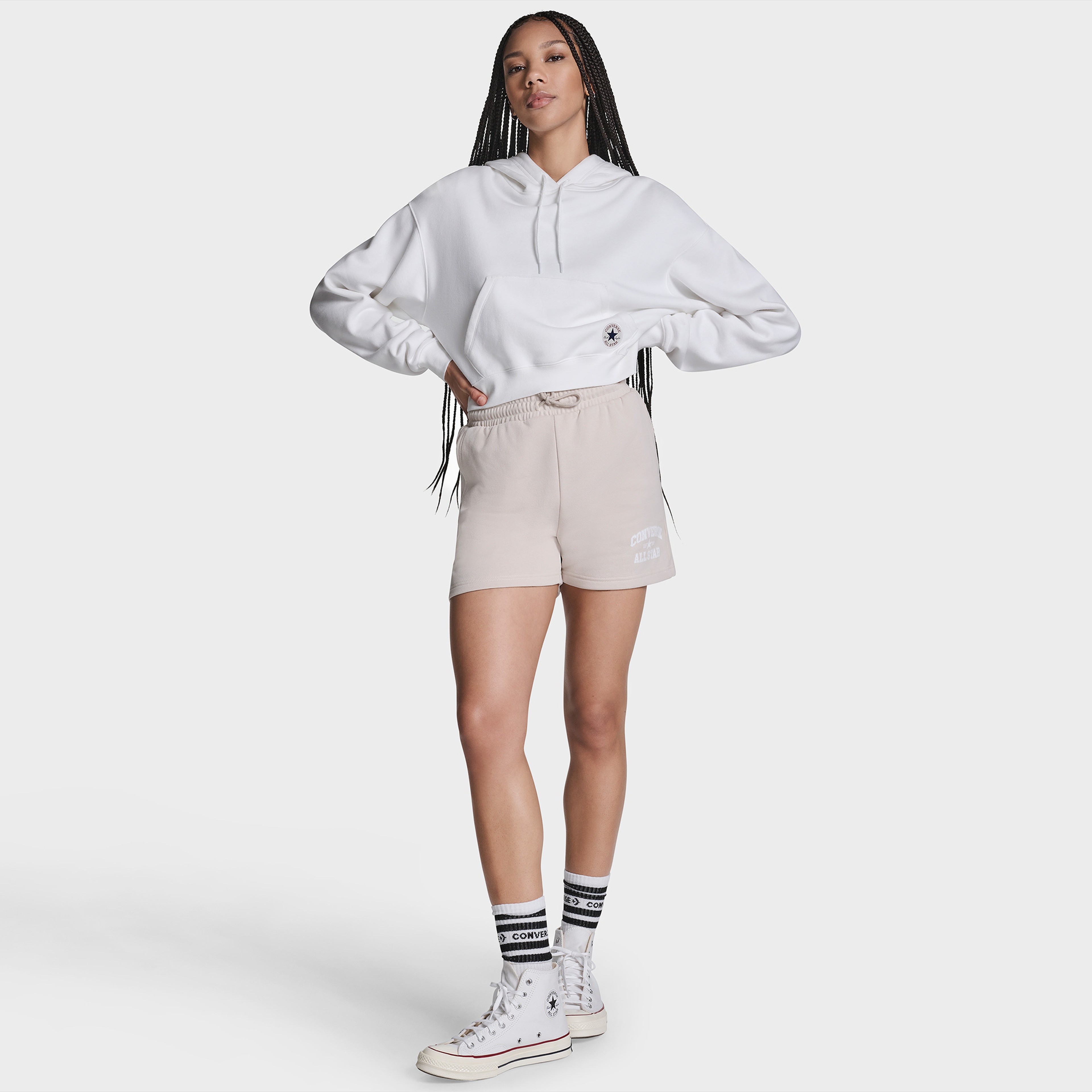 Converse Chuck Taylor All Star Cropped Unisex Beyaz Sweatshirt