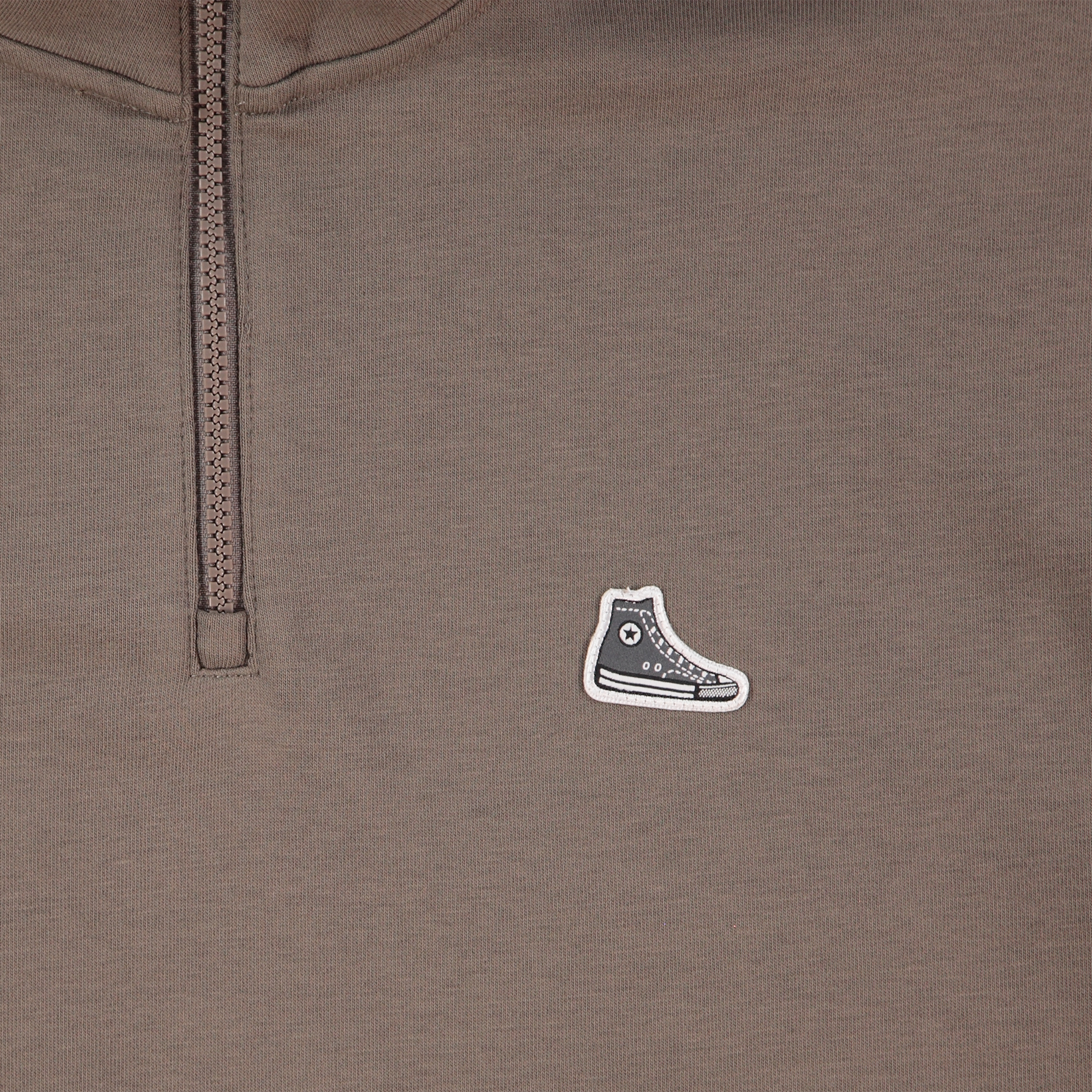 Converse Sneaker Logo Loose Fit Yarım Fermuarlı Erkek Kahverengi Sweatshirt