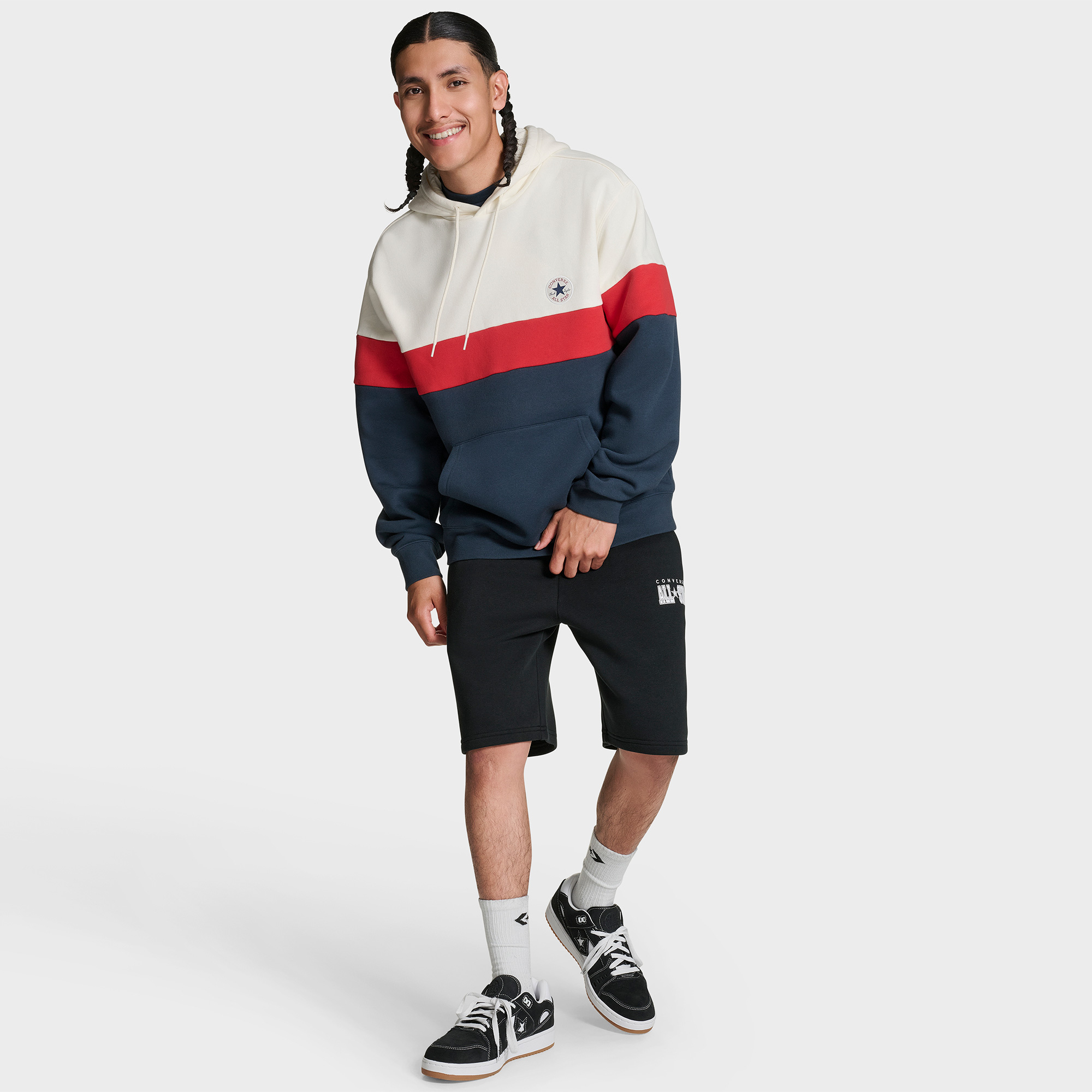 Converse Color Block Pullover Erkek Lacivert Sweatshirt
