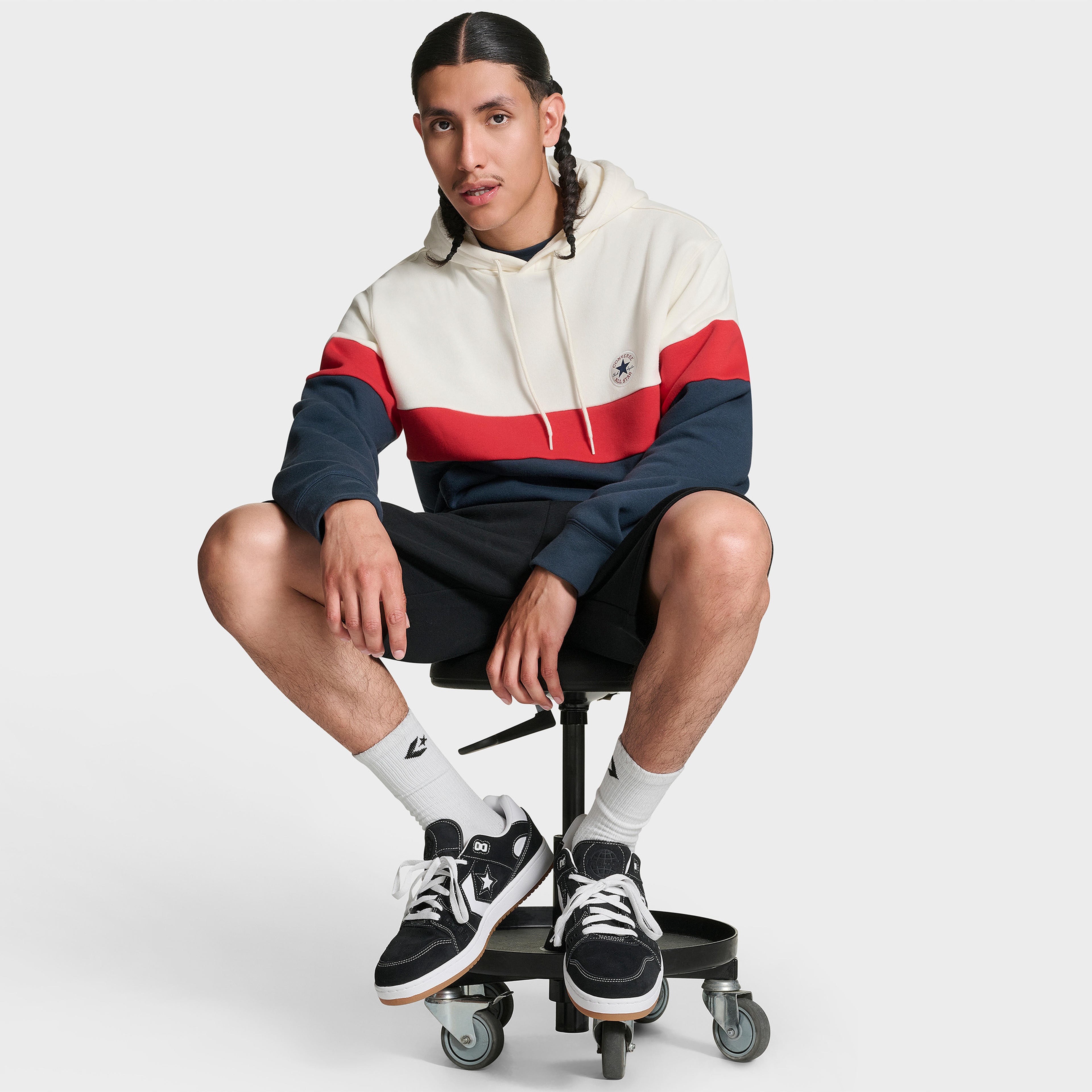 Converse Color Block Pullover Erkek Lacivert Sweatshirt