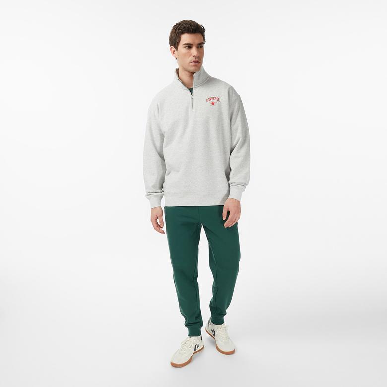 Converse Retro Collared Quarter-Zip Crew Erkek Krem Sweatshirt