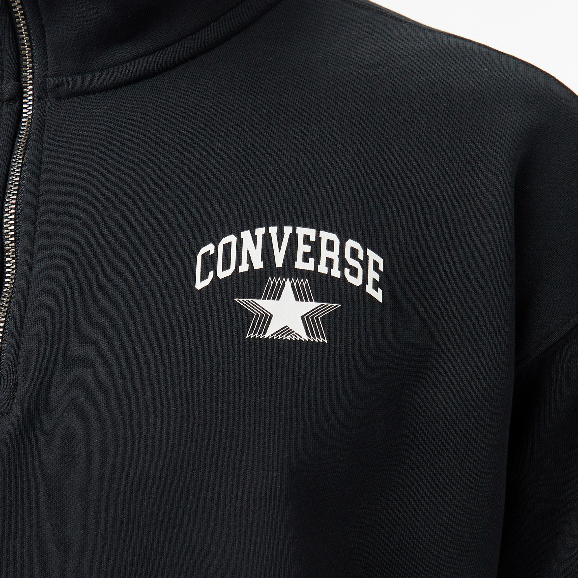 Converse Retro Collared Quarter-Zip Crew Erkek Siyah Sweatshirt