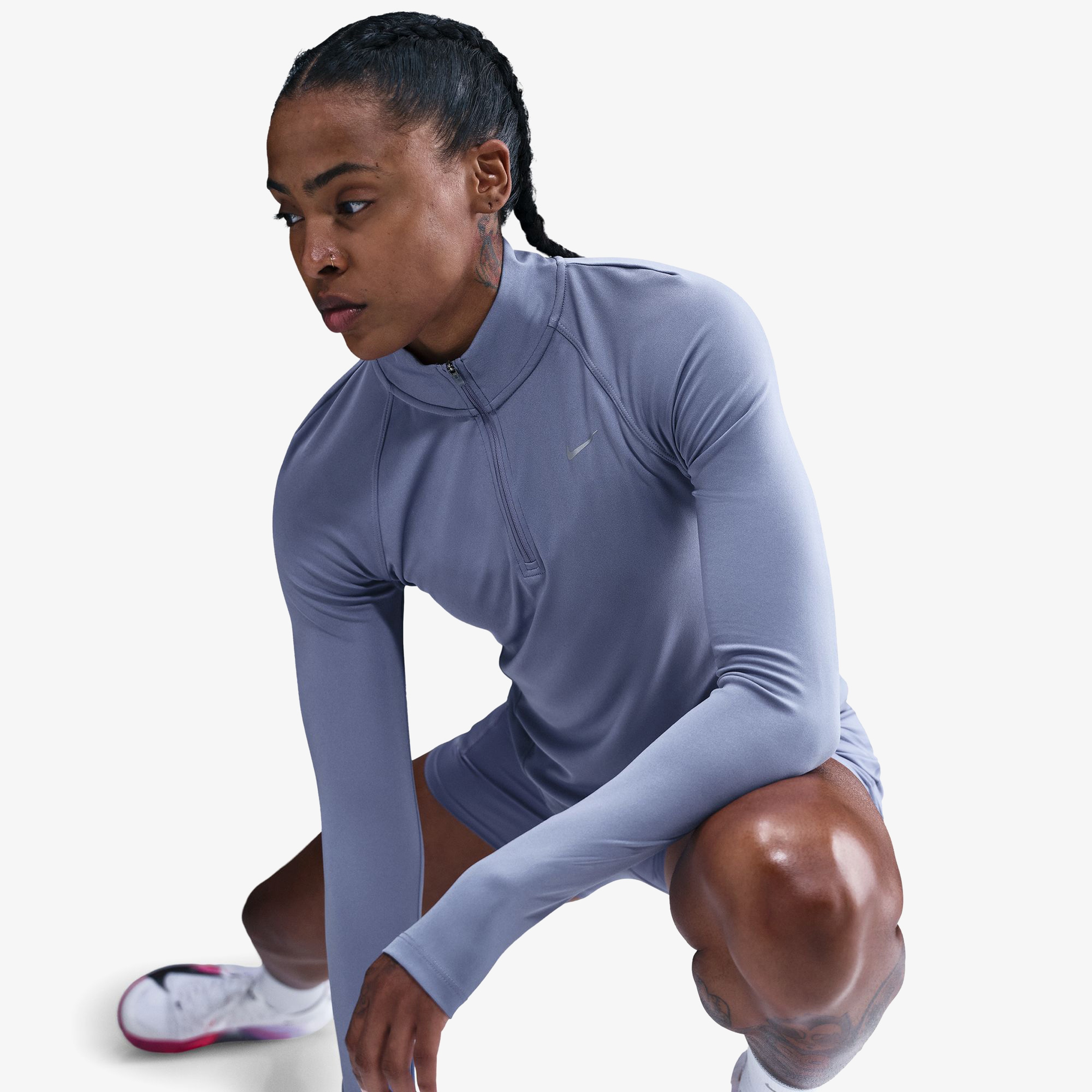 Nike Tempo Swoosh Run Kadın Mavi Koşu Sweatshirt