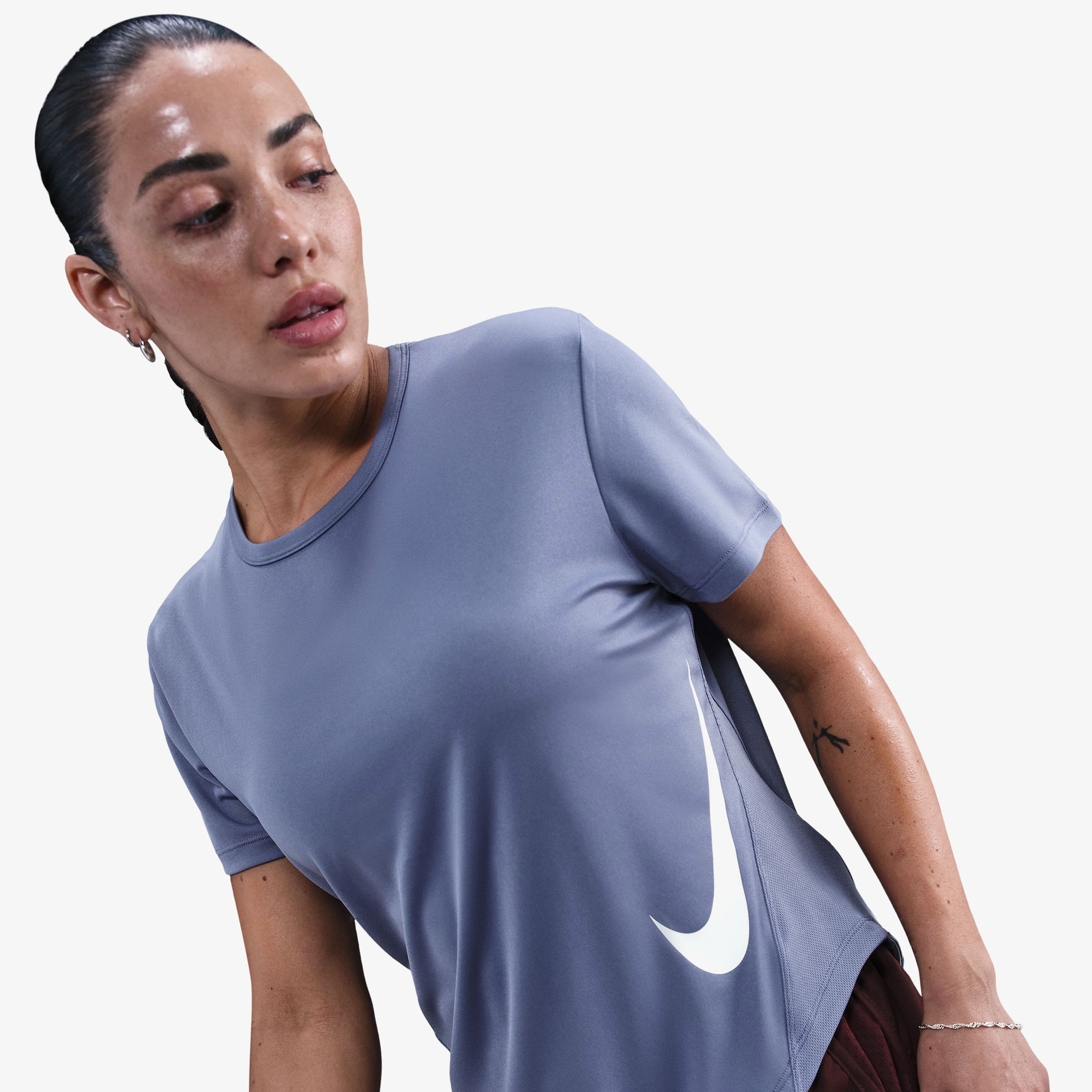 Nike Tempo Swoosh Run Kadın Mavi Koşu T-Shirt