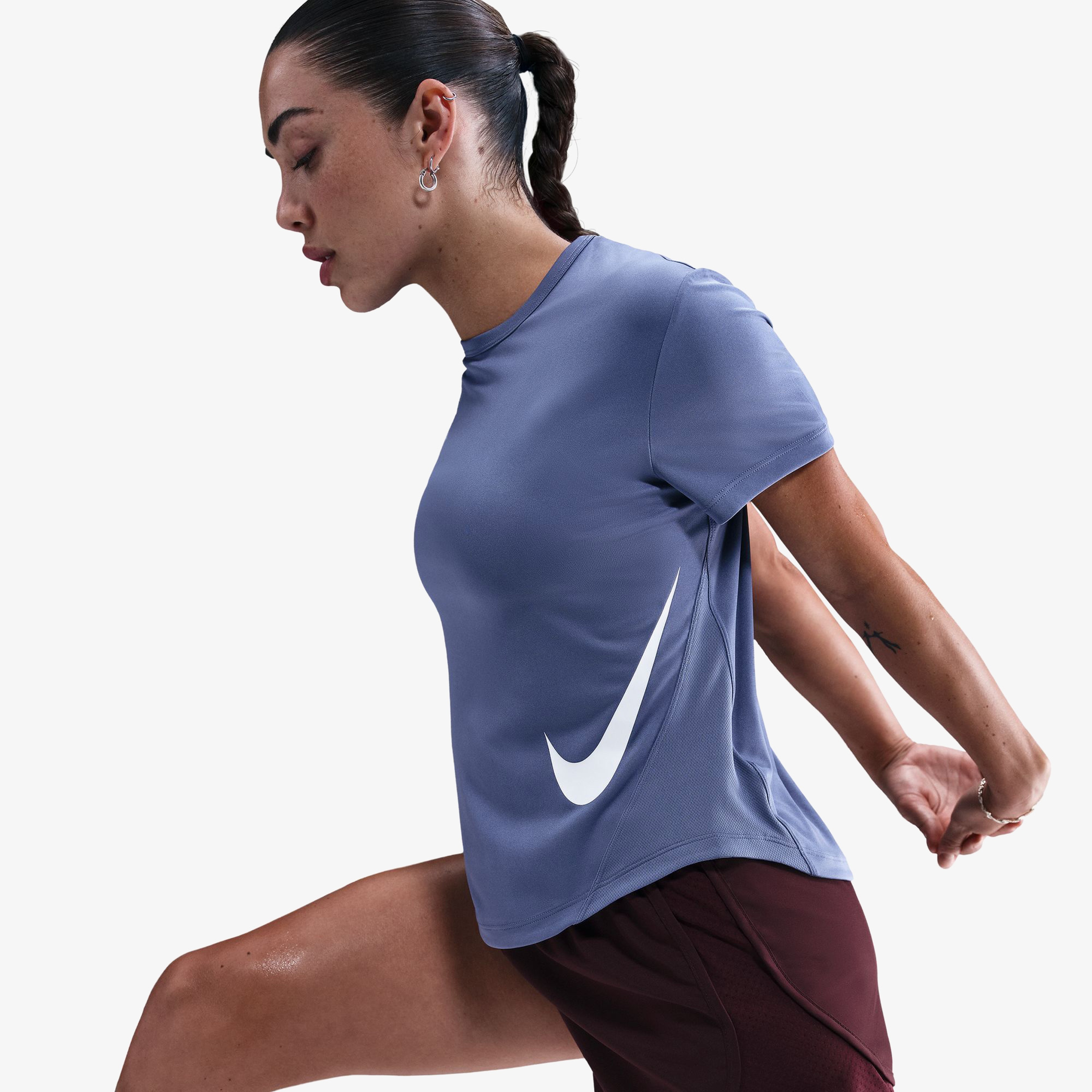 Nike Tempo Swoosh Run Kadın Mavi Koşu T-Shirt