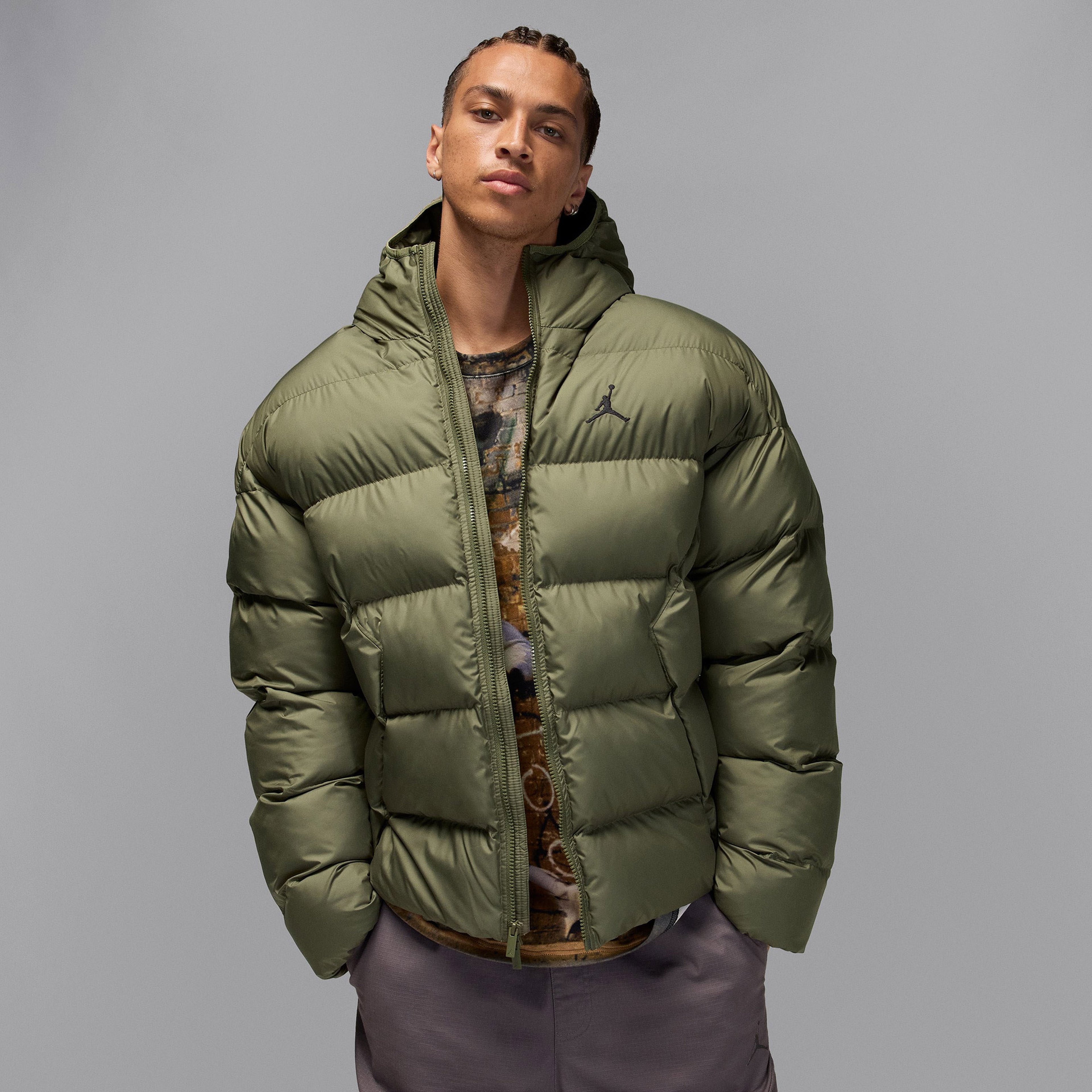 Jordan Brooklyn Puffer Erkek Yeşil Mont