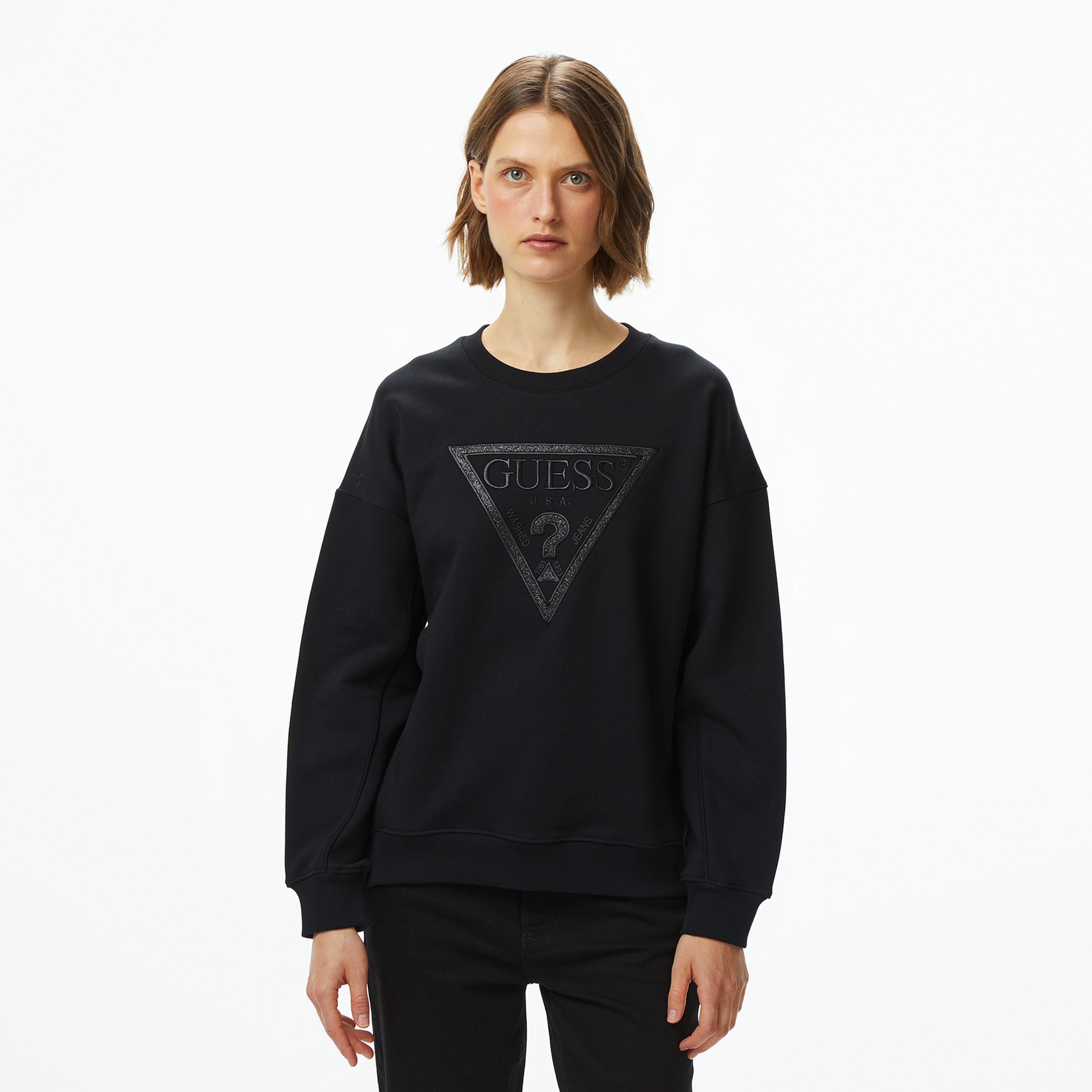 Guess Glitter Kadın Siyah Sweatshirt