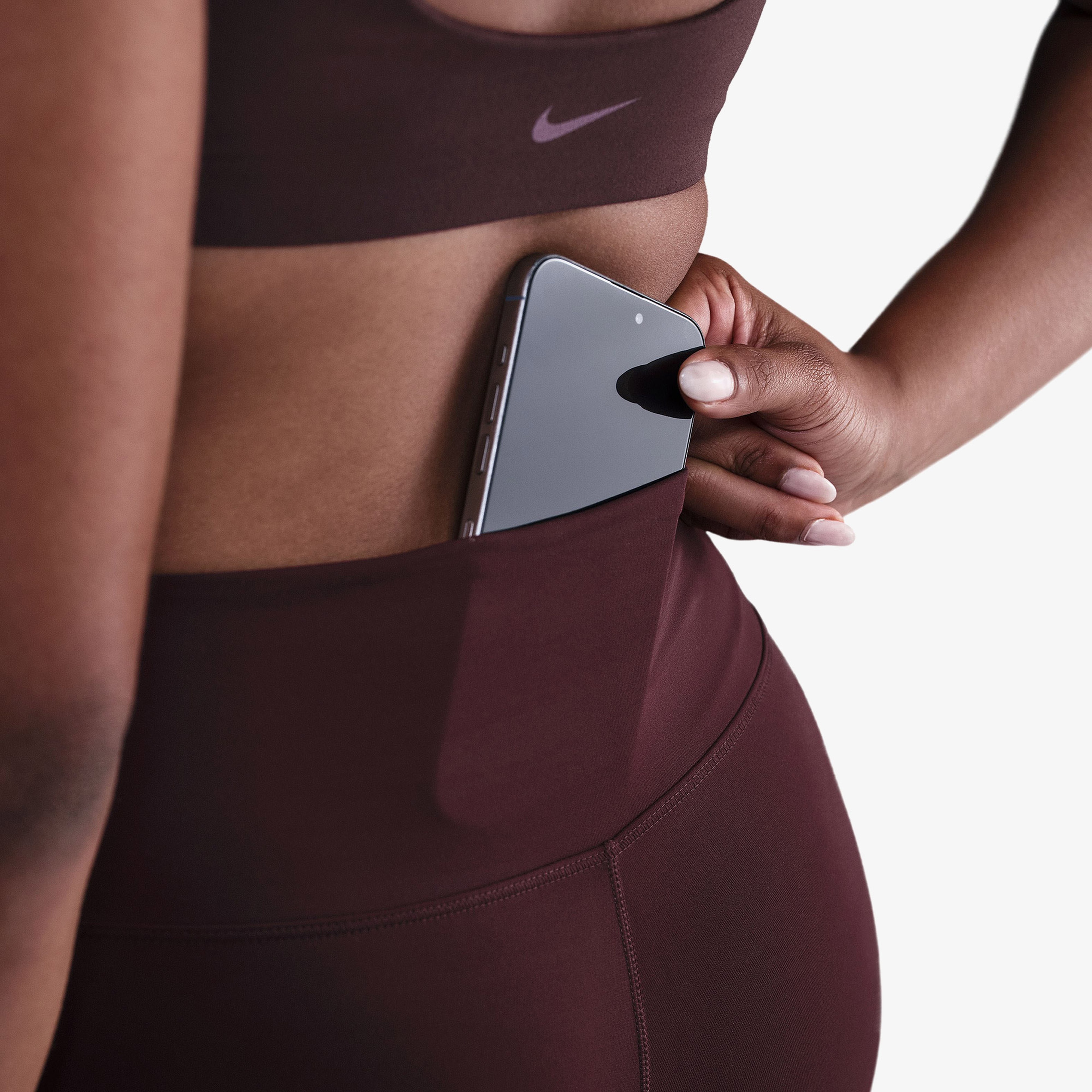 Nike One Seamless Front Kadın Bordo Antrenman Tayt