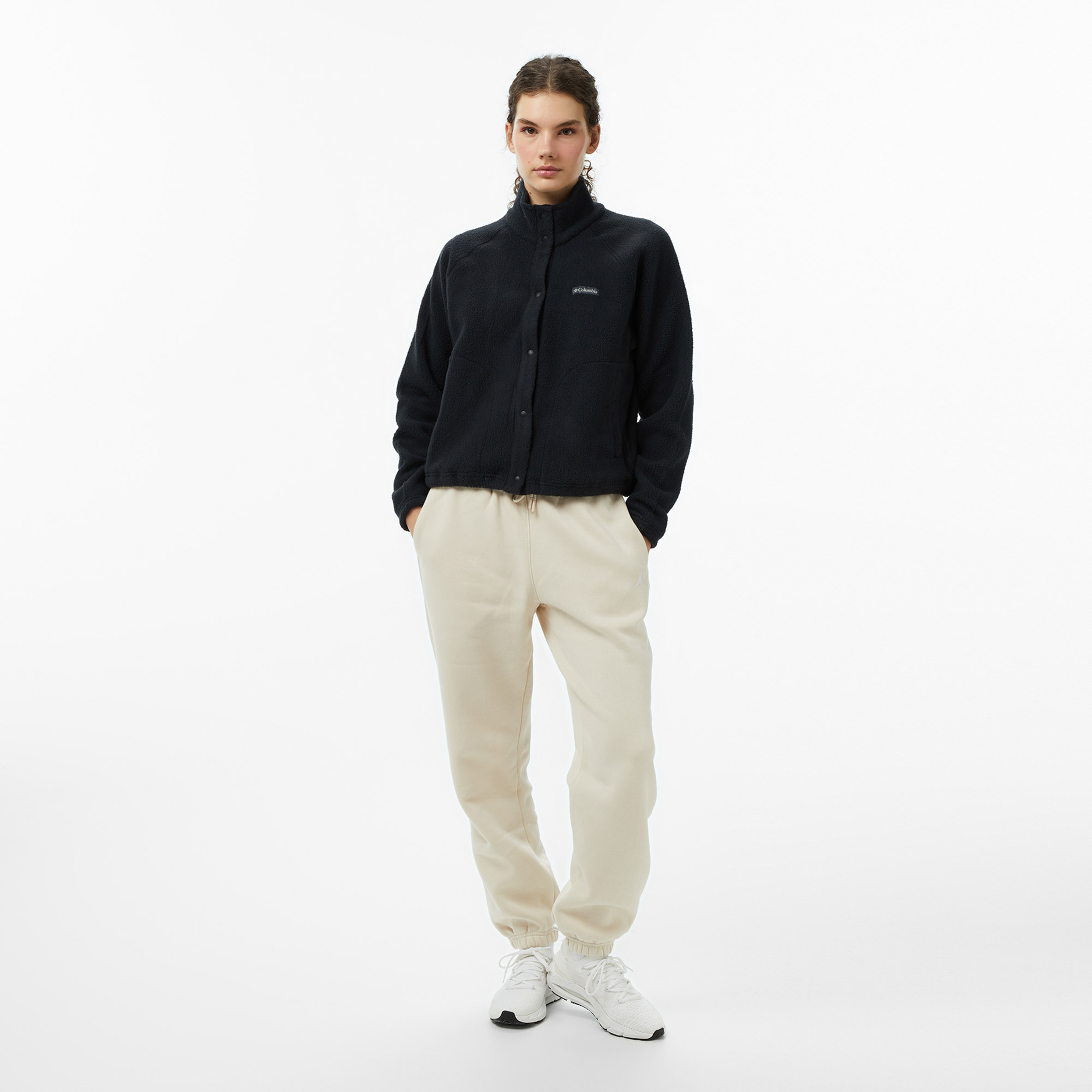 Columbia Jasper Ridge Pebbled Fleece Full Snap Kadın Siyah Outdoor Sweatshirt