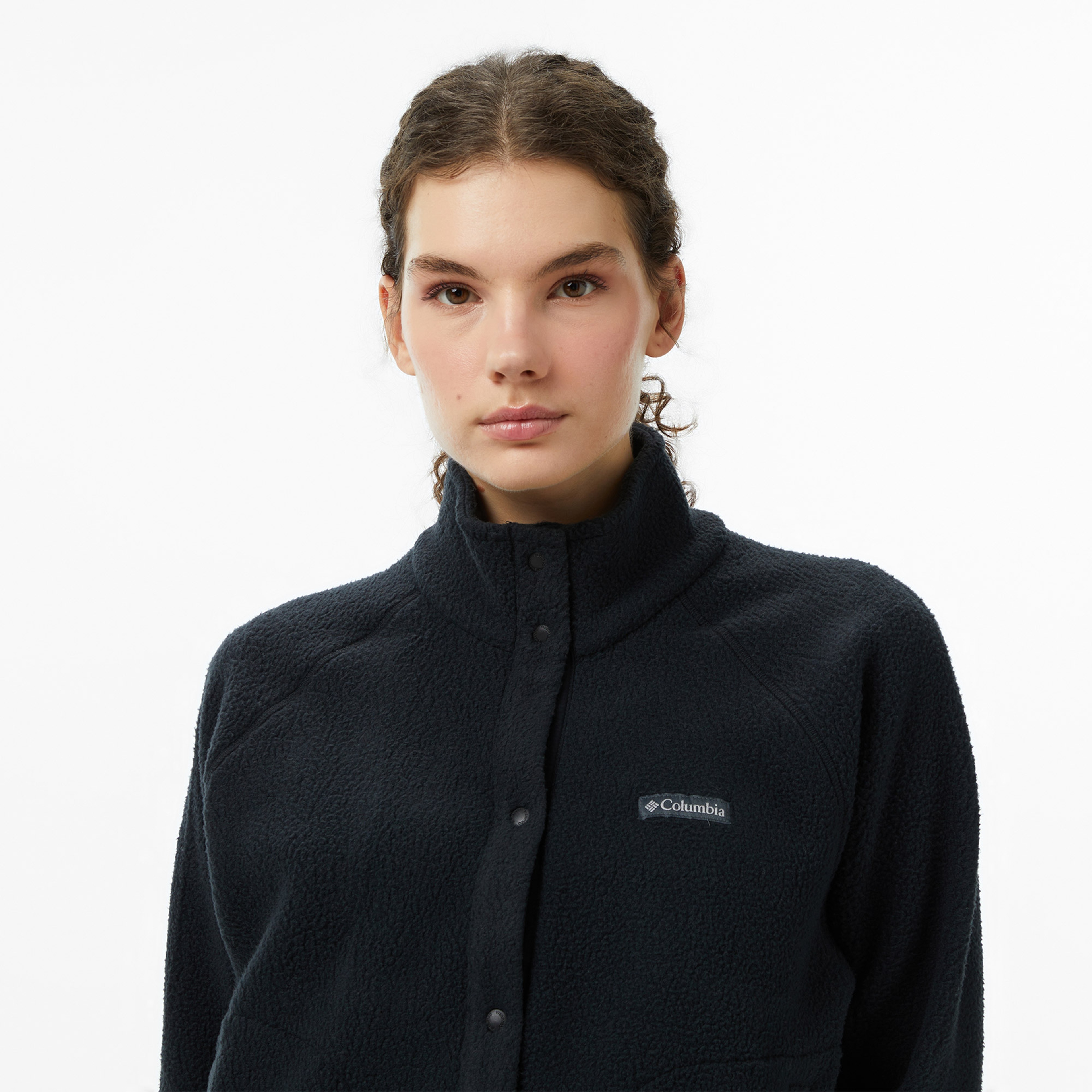 Columbia Jasper Ridge Pebbled Fleece Full Snap Kadın Siyah Outdoor Sweatshirt