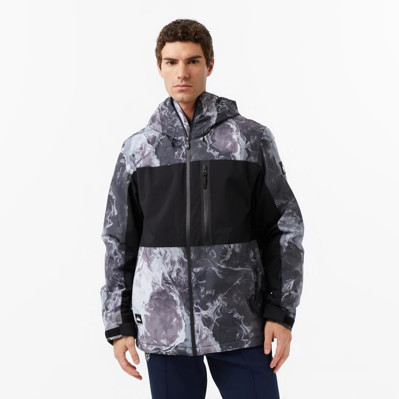 Quiksilver Sycamore Printed Erkek Gri Kayak Montu
