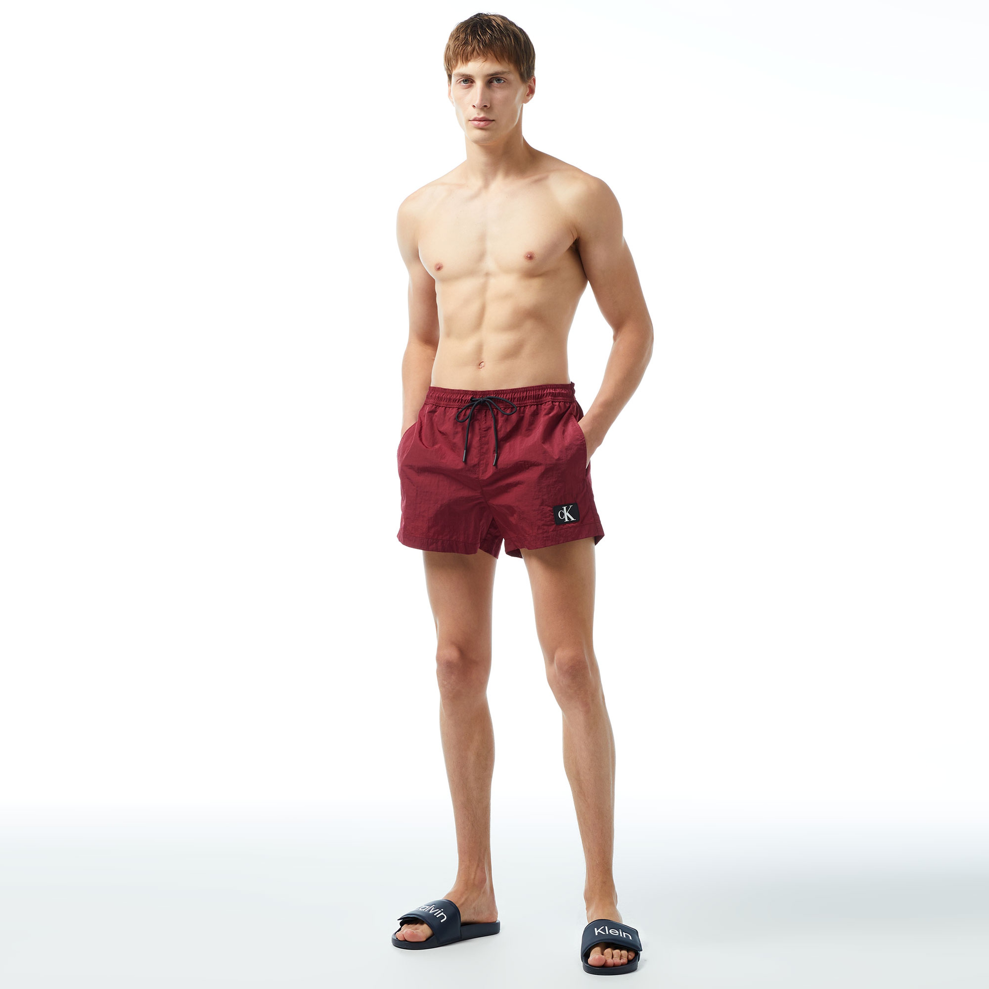 Calvin Klein Monogram Naylon Erkek Kırmızı Mayo Şort