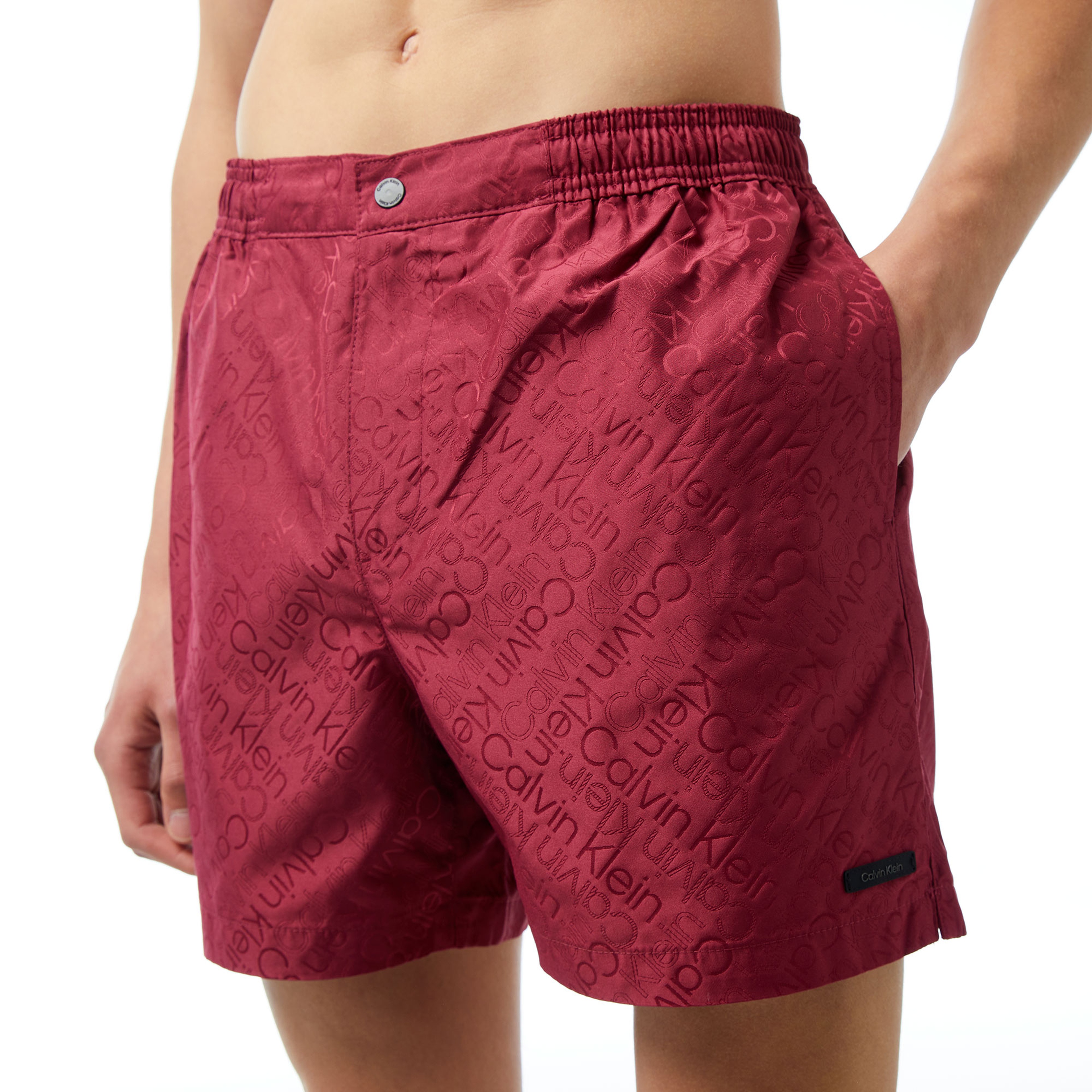 Calvin Klein Black Jacquard Erkek Kırmızı Mayo Şort
