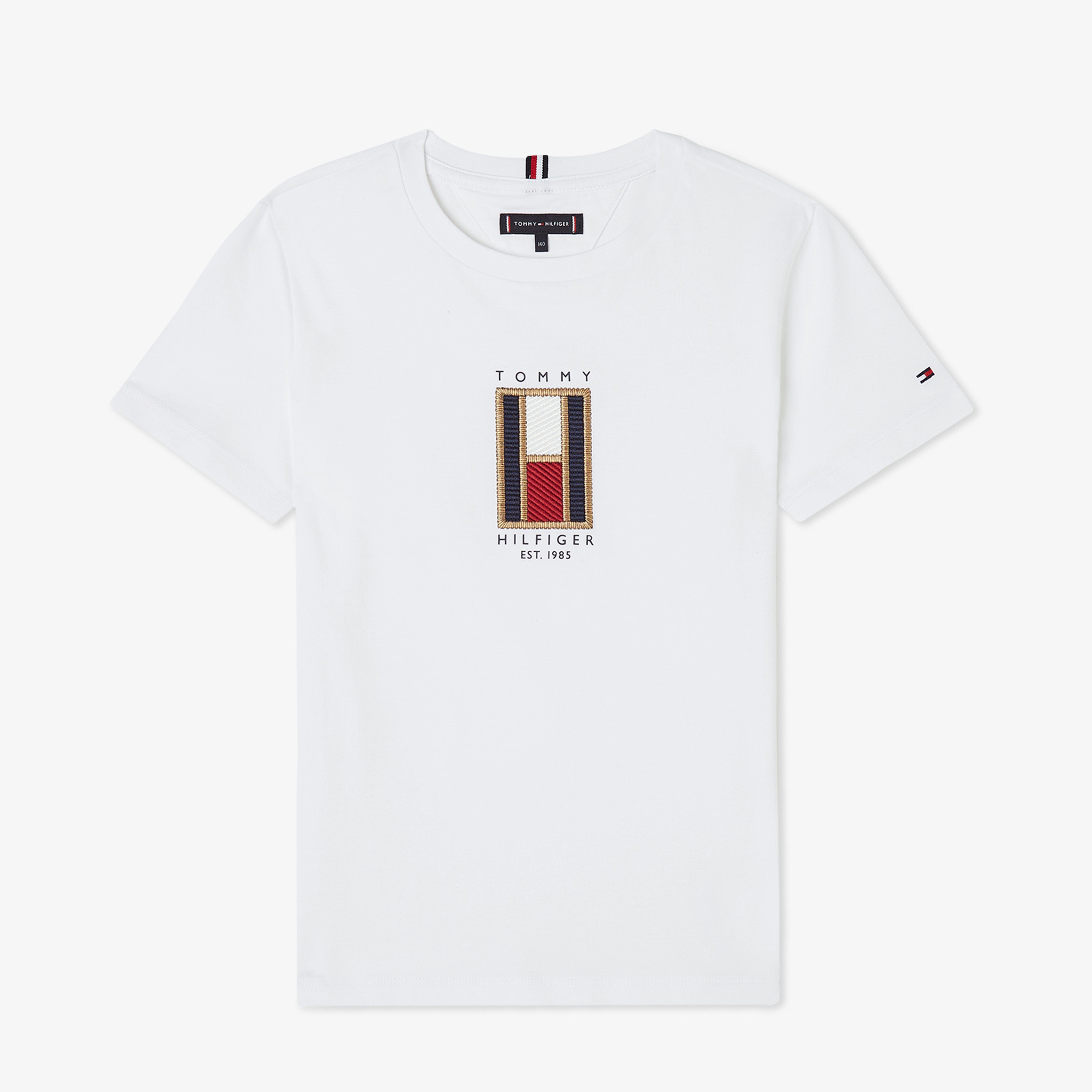 Tommy Hilfiger Flag Embroıdered Çocuk Beyaz T-Shirt