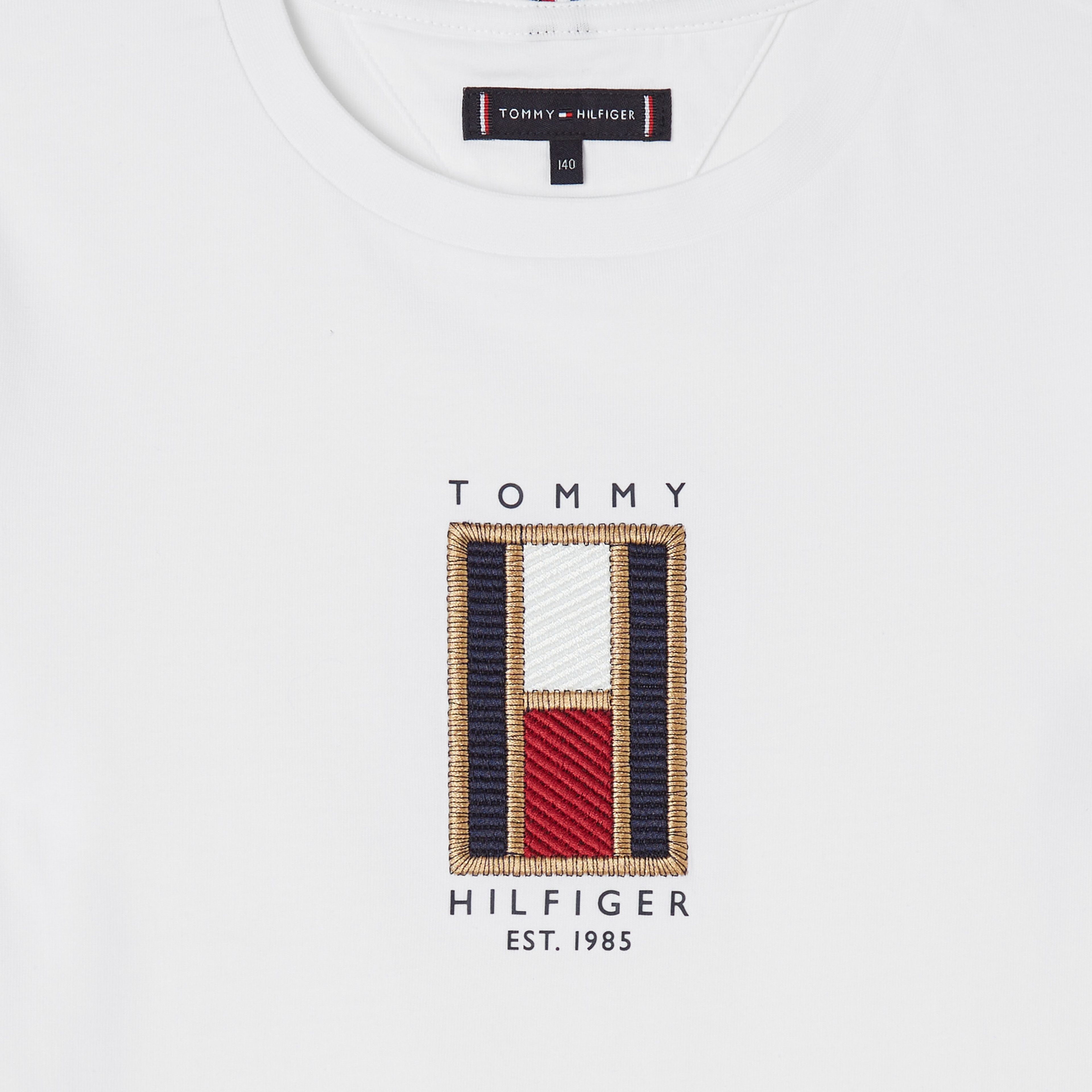 Tommy Hilfiger Flag Embroıdered Çocuk Beyaz T-Shirt