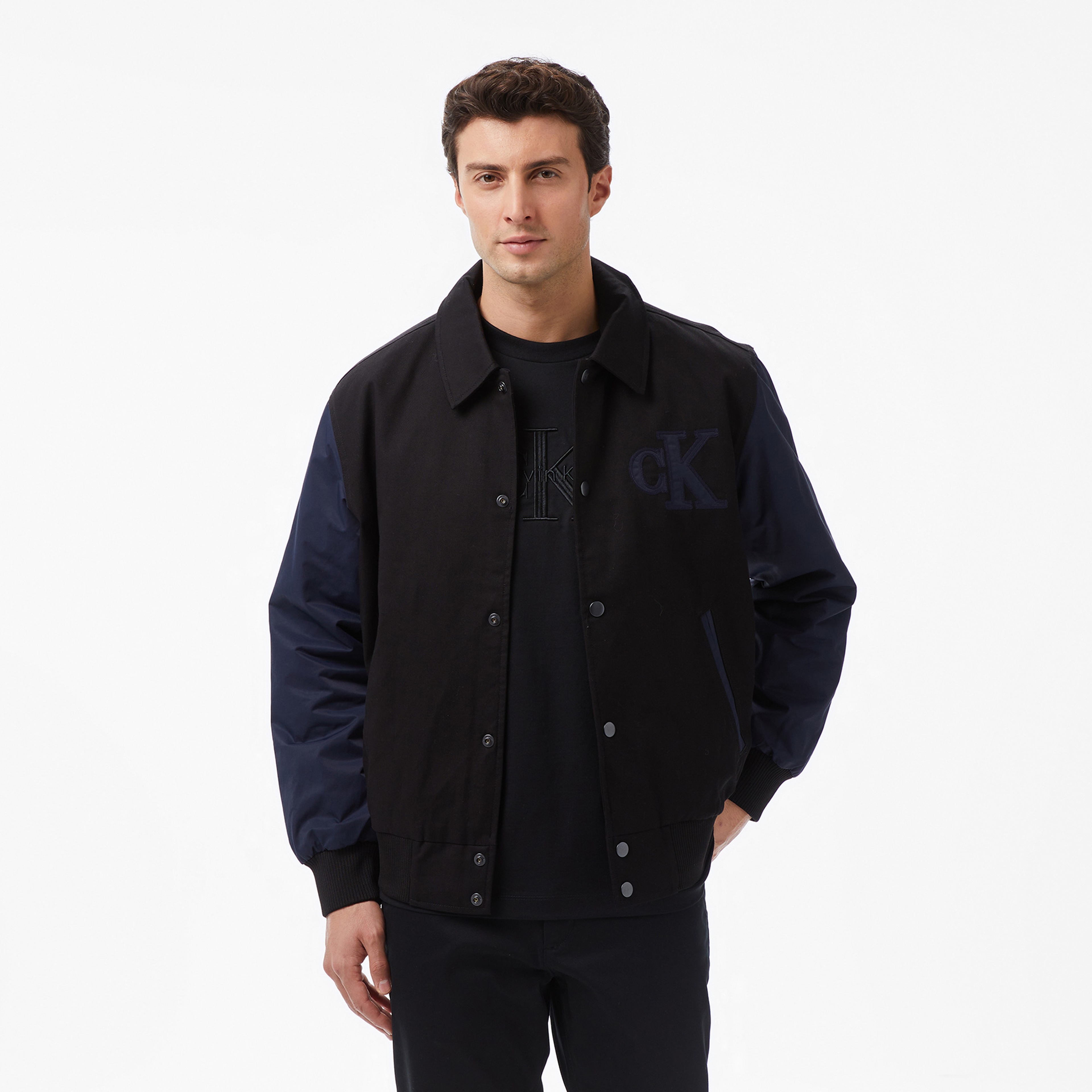 Calvin Klein Cotton Nylon Varisty Bomber Erkek Siyah Mont