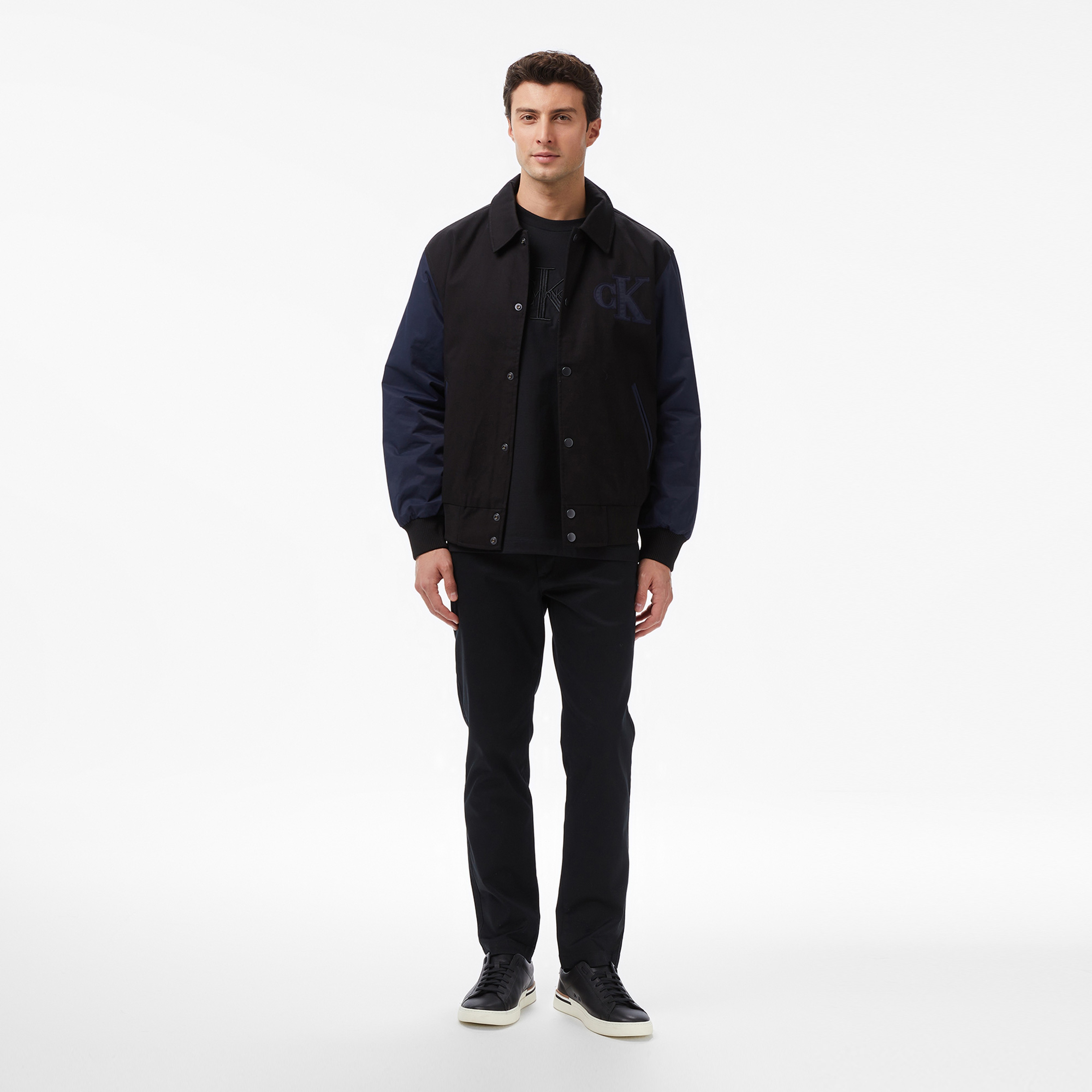 Calvin Klein Cotton Nylon Varisty Bomber Erkek Siyah Mont