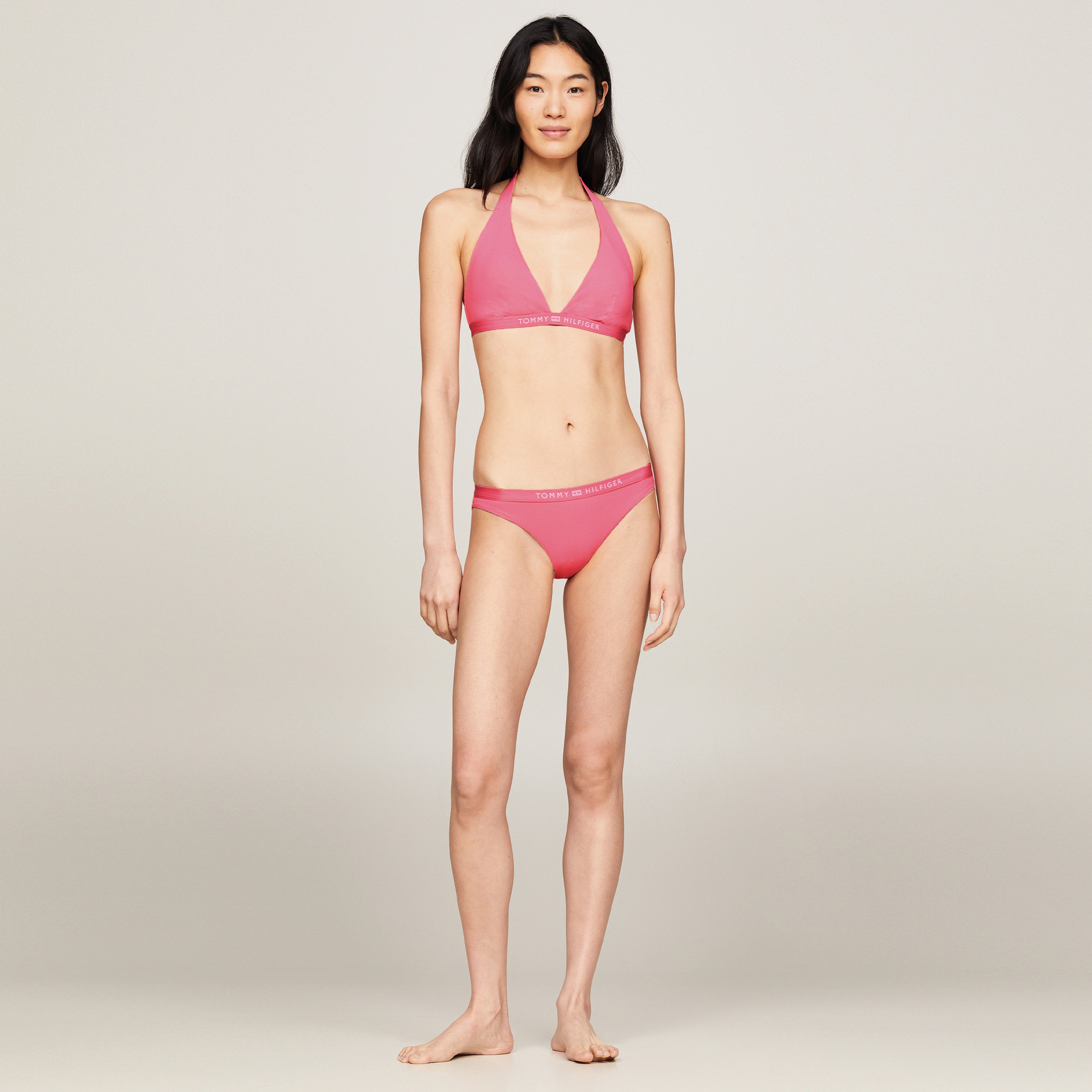 Tommy Hilfiger Triangle Fixed Kadın Pembe Bikini Üstü