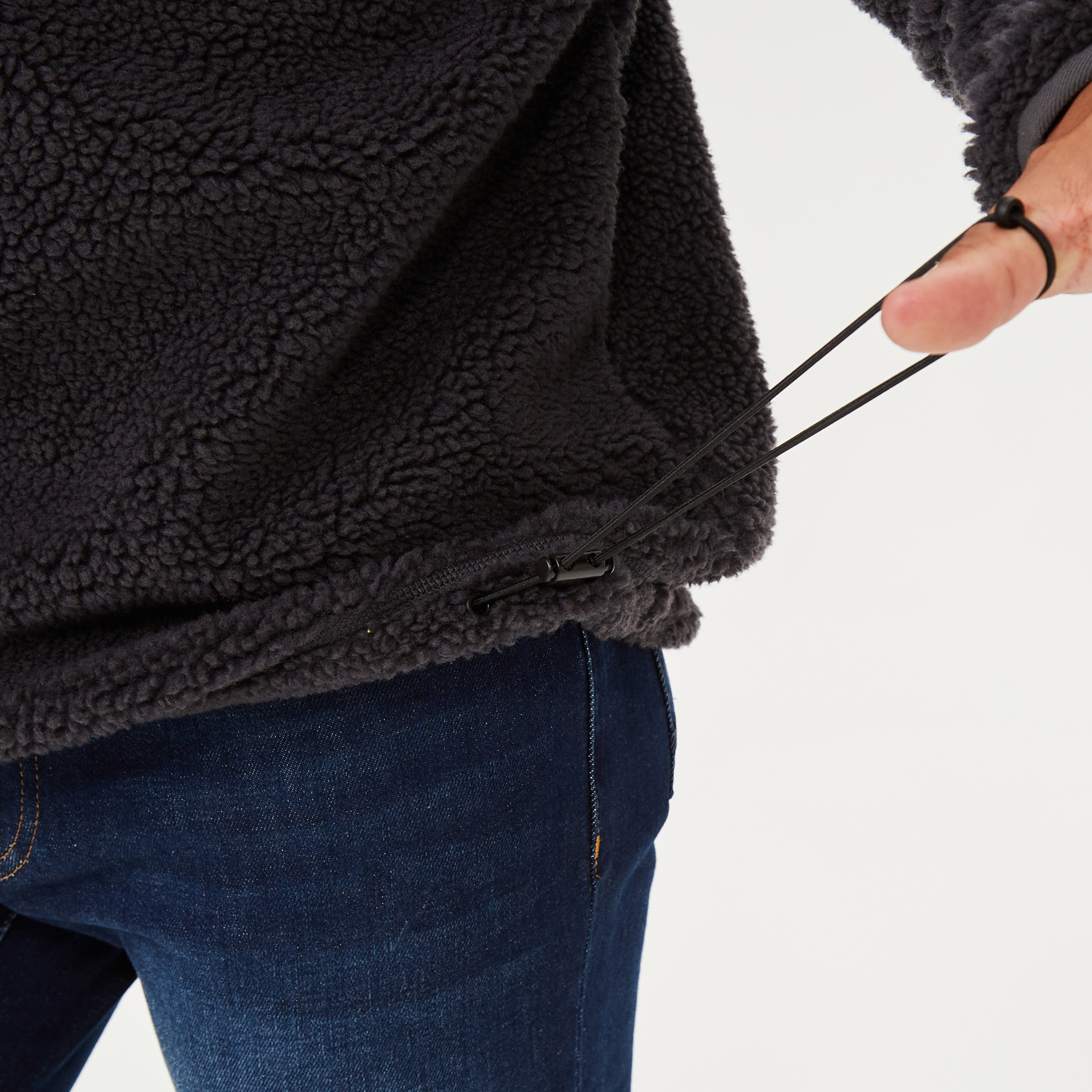 Jack Wolfskin Pank Snap Erkek Siyah Sweatshirt