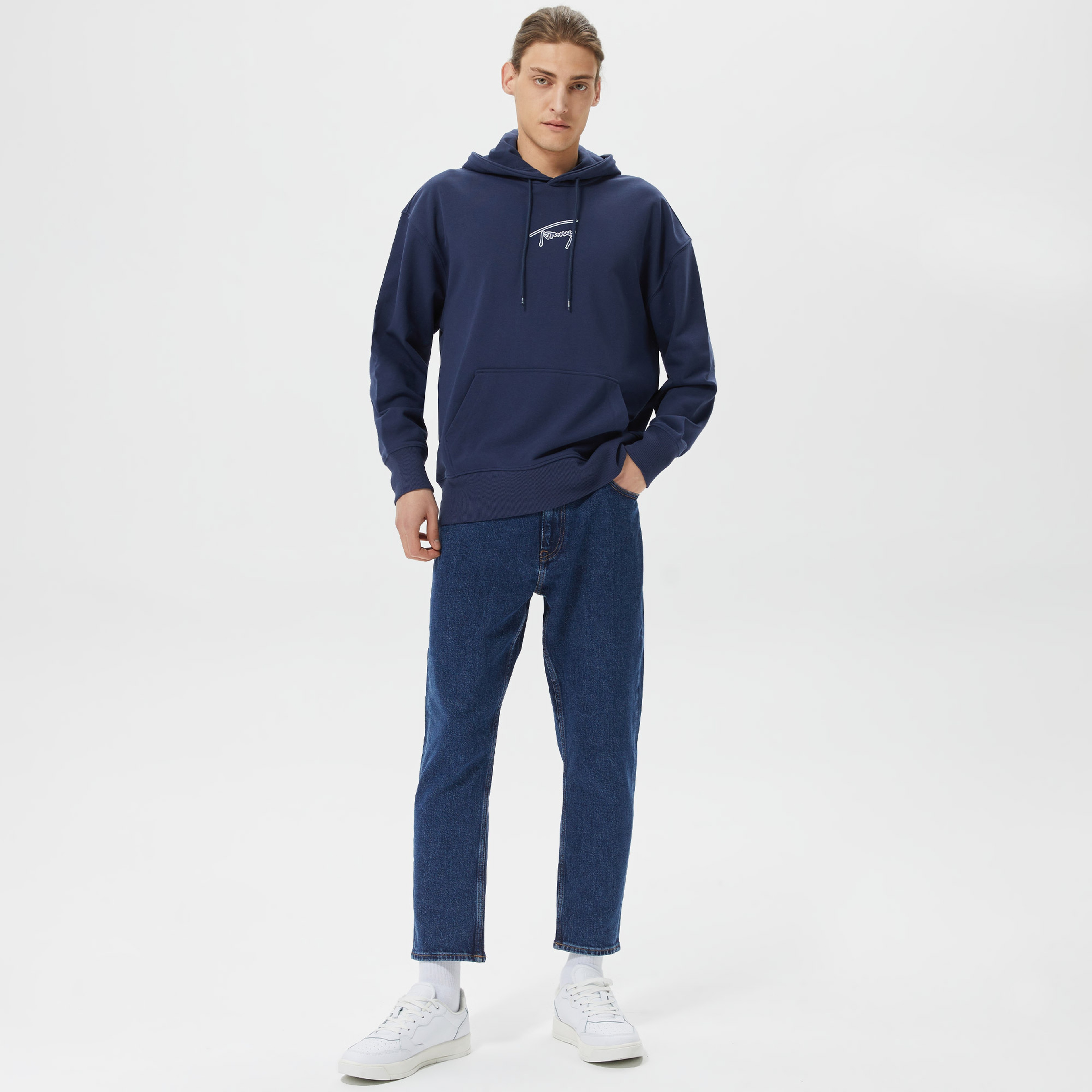 Tommy Jeans Relaxed Signature Erkek Mavi Sweatshirt