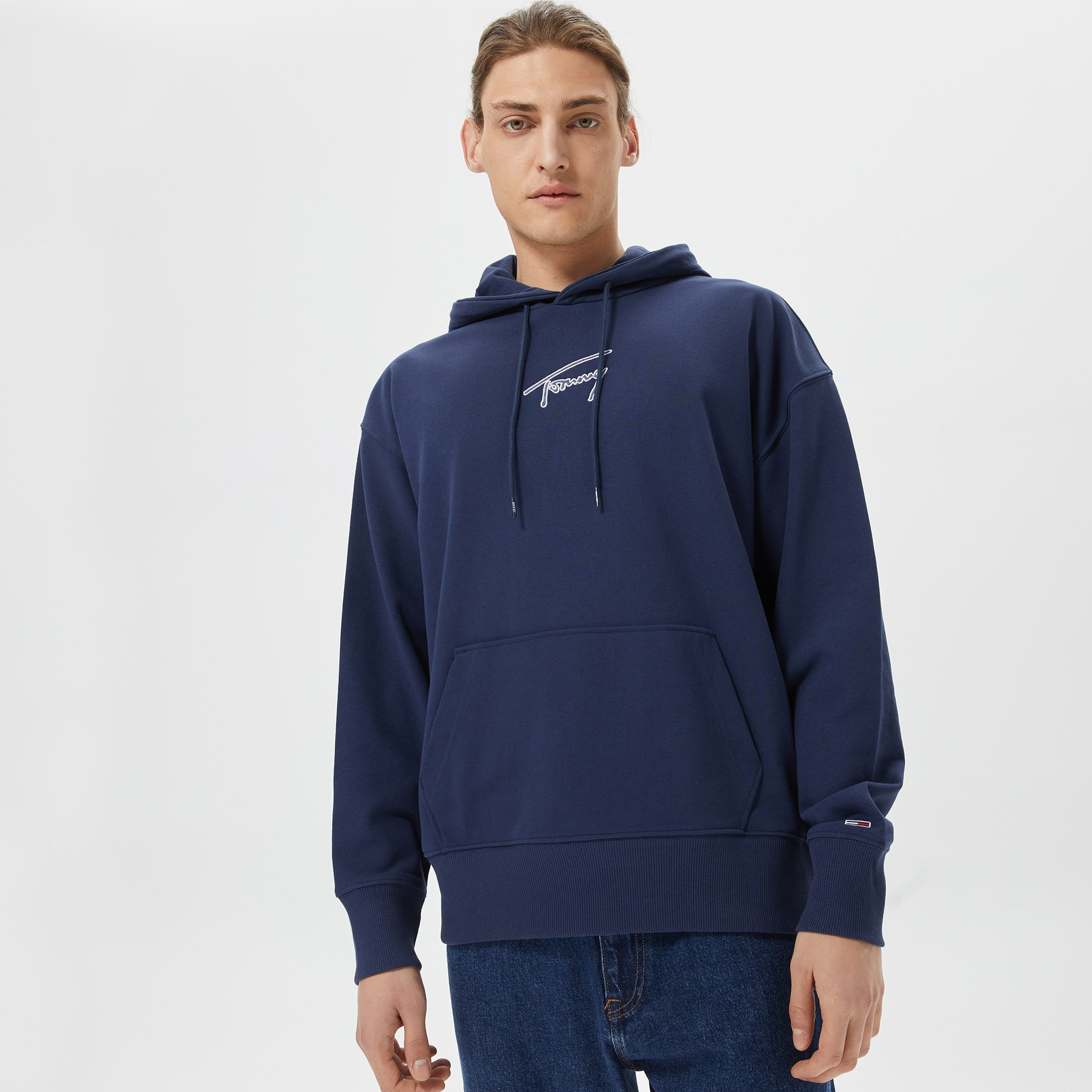 Tommy Jeans Relaxed Signature Erkek Mavi Sweatshirt