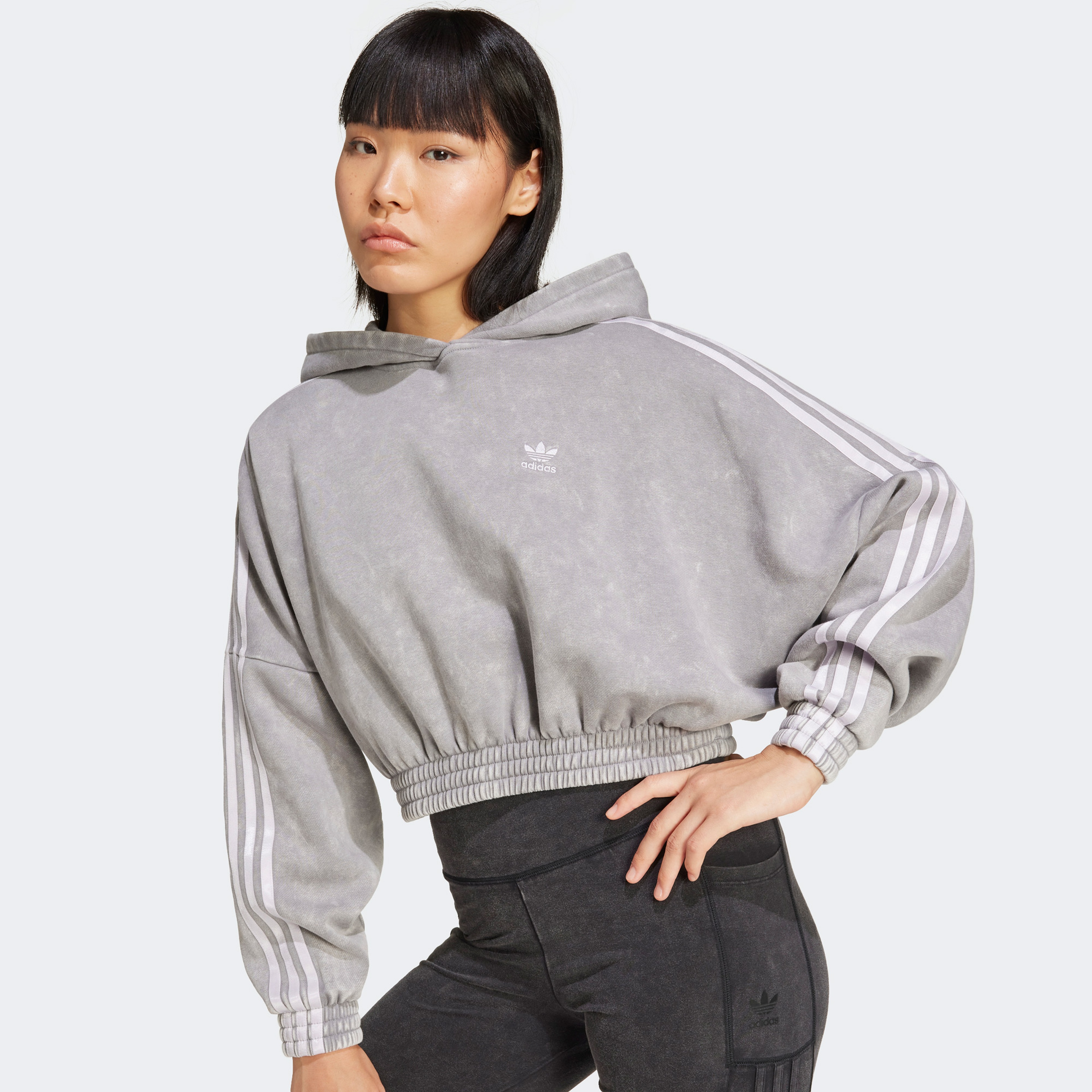 adidas Wash Crop Hood Kadın Gri Sweatshirt