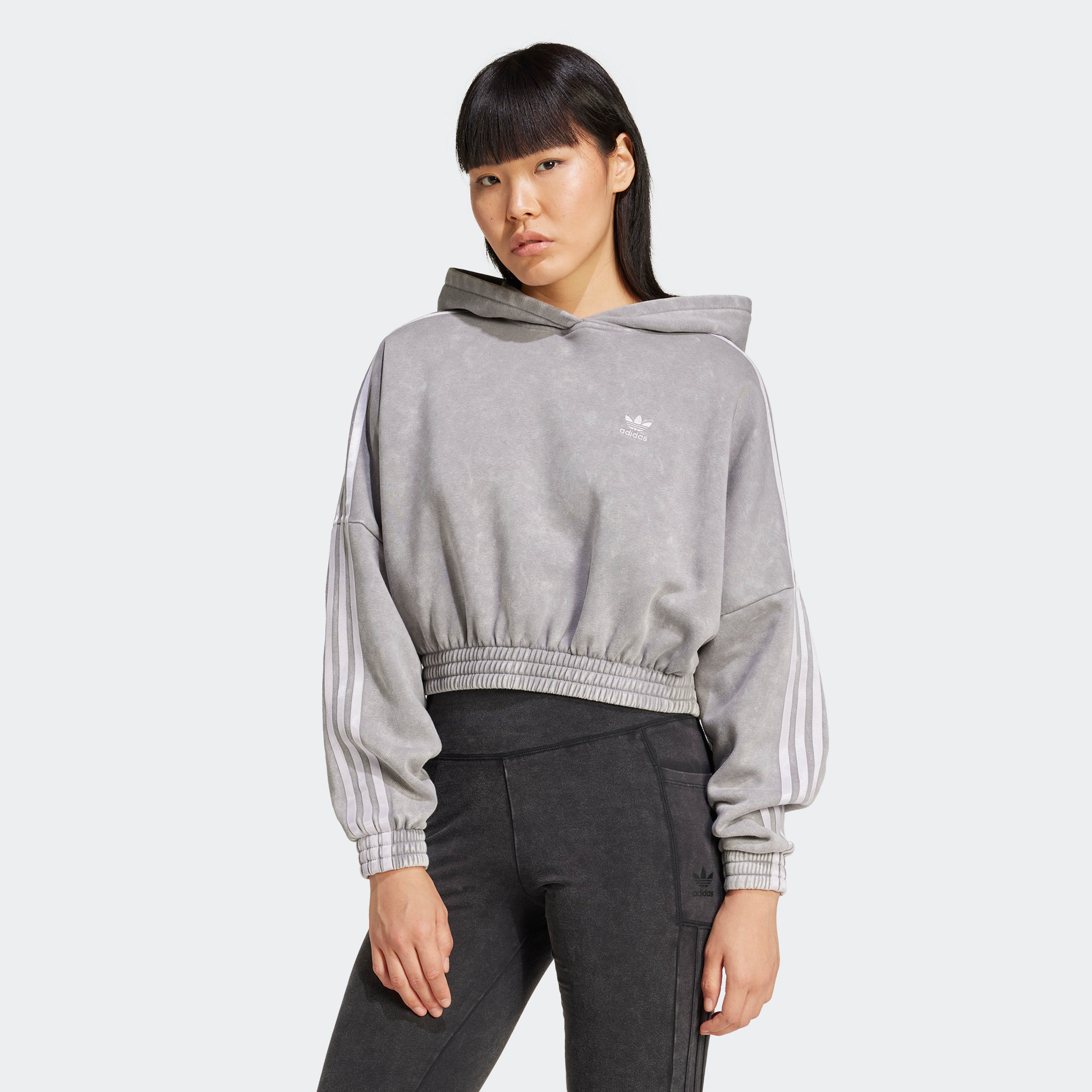 adidas Wash Crop Hood Kadın Gri Sweatshirt