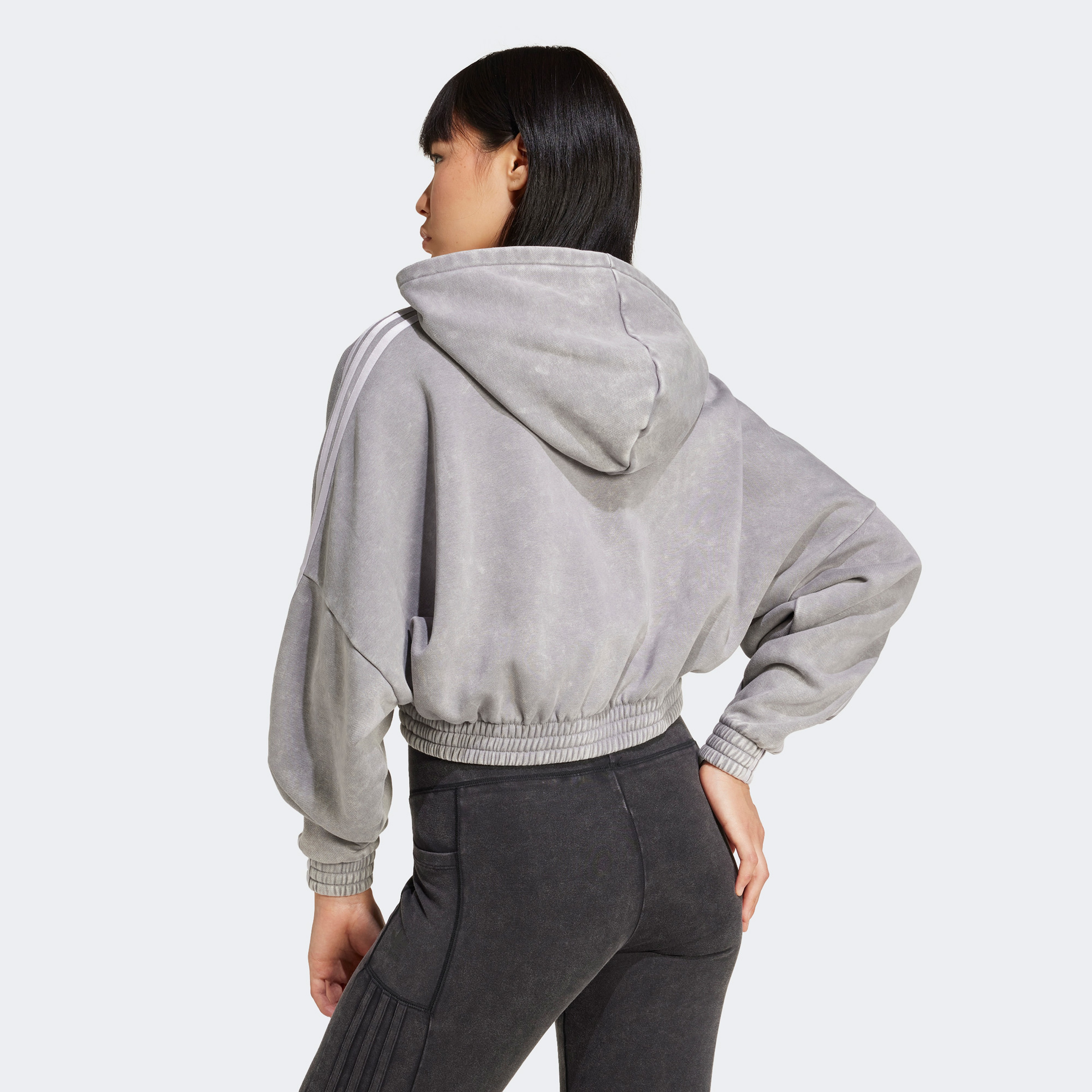adidas Wash Crop Hood Kadın Gri Sweatshirt