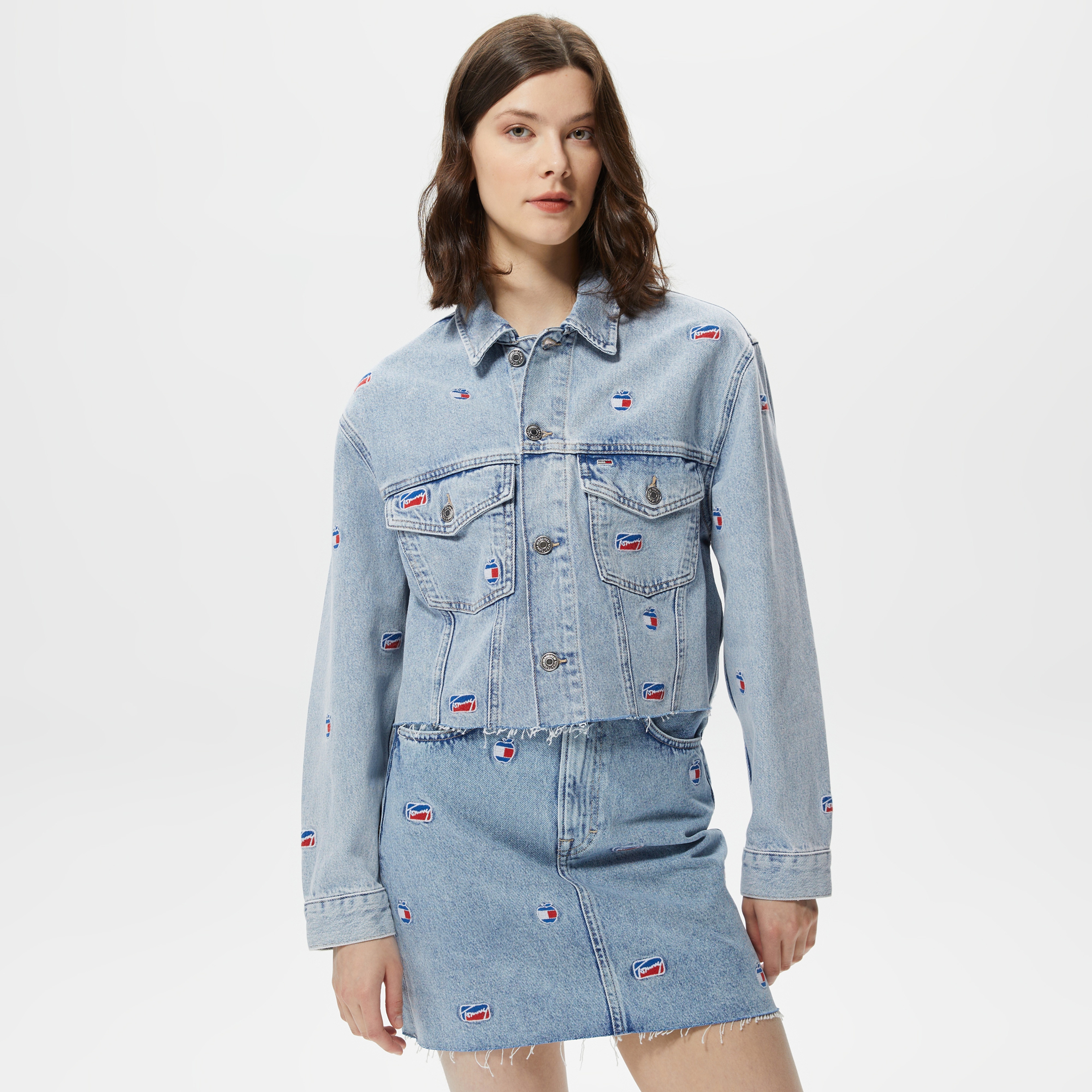 Tommy Hilfiger Oversize Cropped Kadın Lacivert Ceket