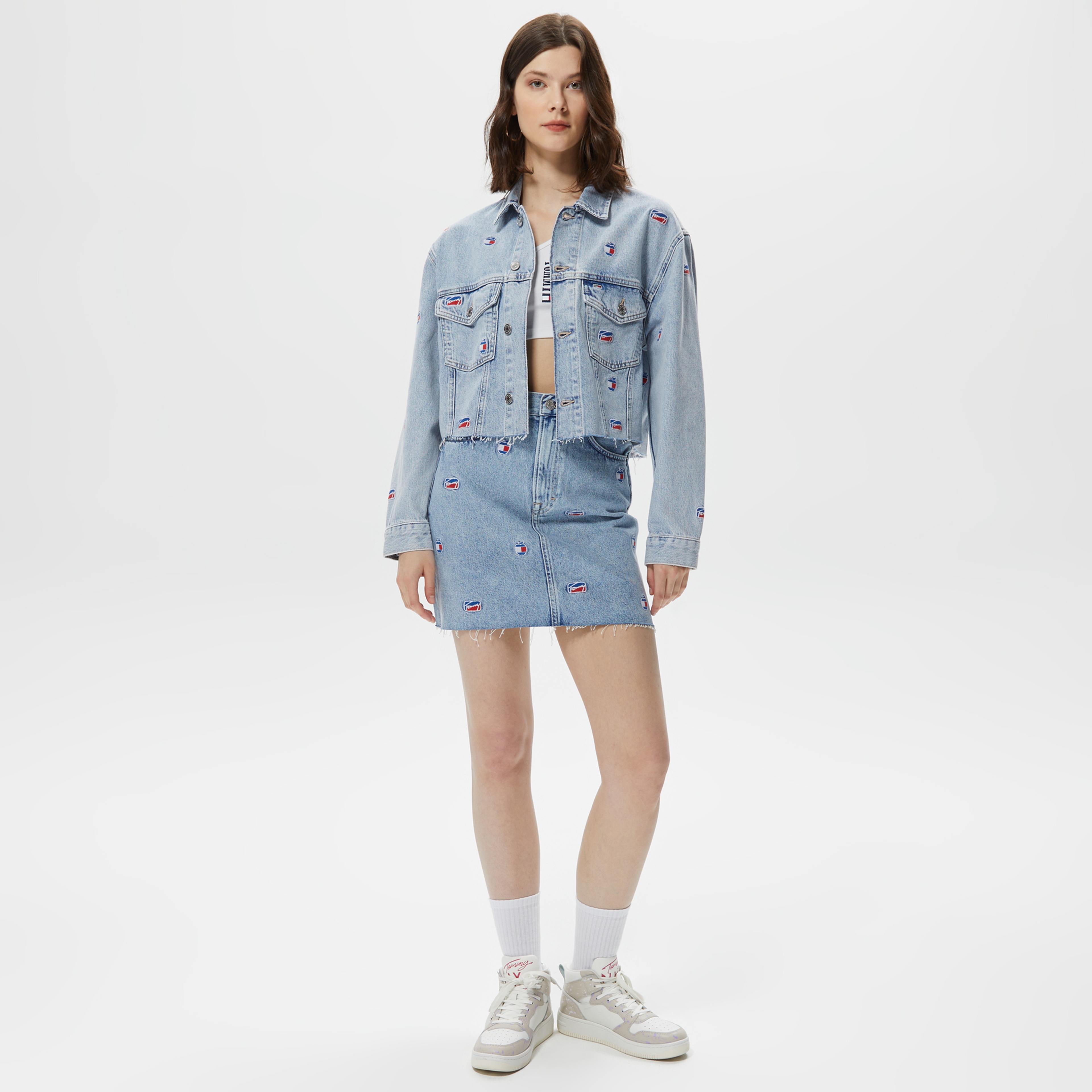 Tommy Hilfiger Oversize Cropped Kadın Lacivert Ceket