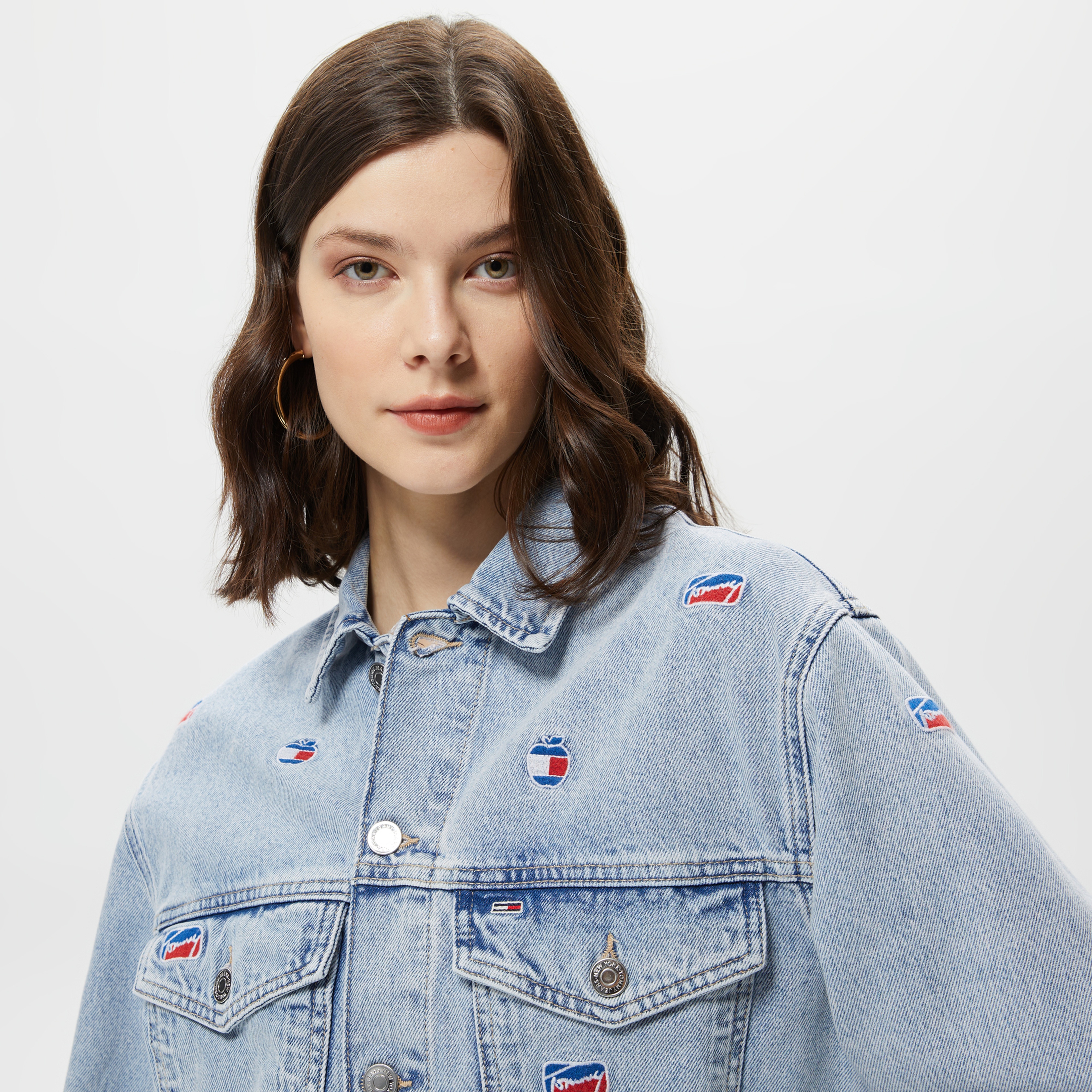 Tommy Hilfiger Oversize Cropped Kadın Lacivert Ceket