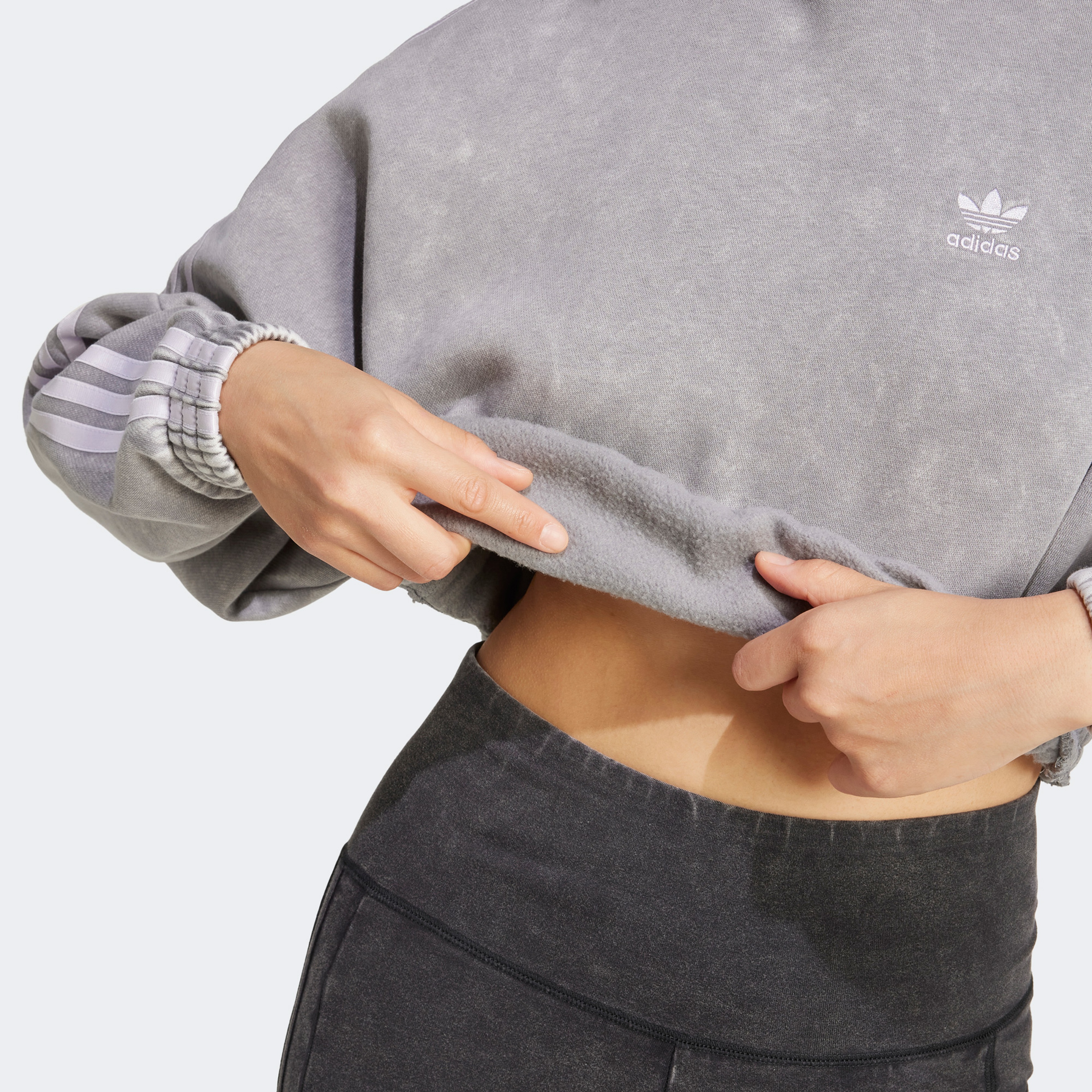 adidas Wash Crop Hood Kadın Gri Sweatshirt