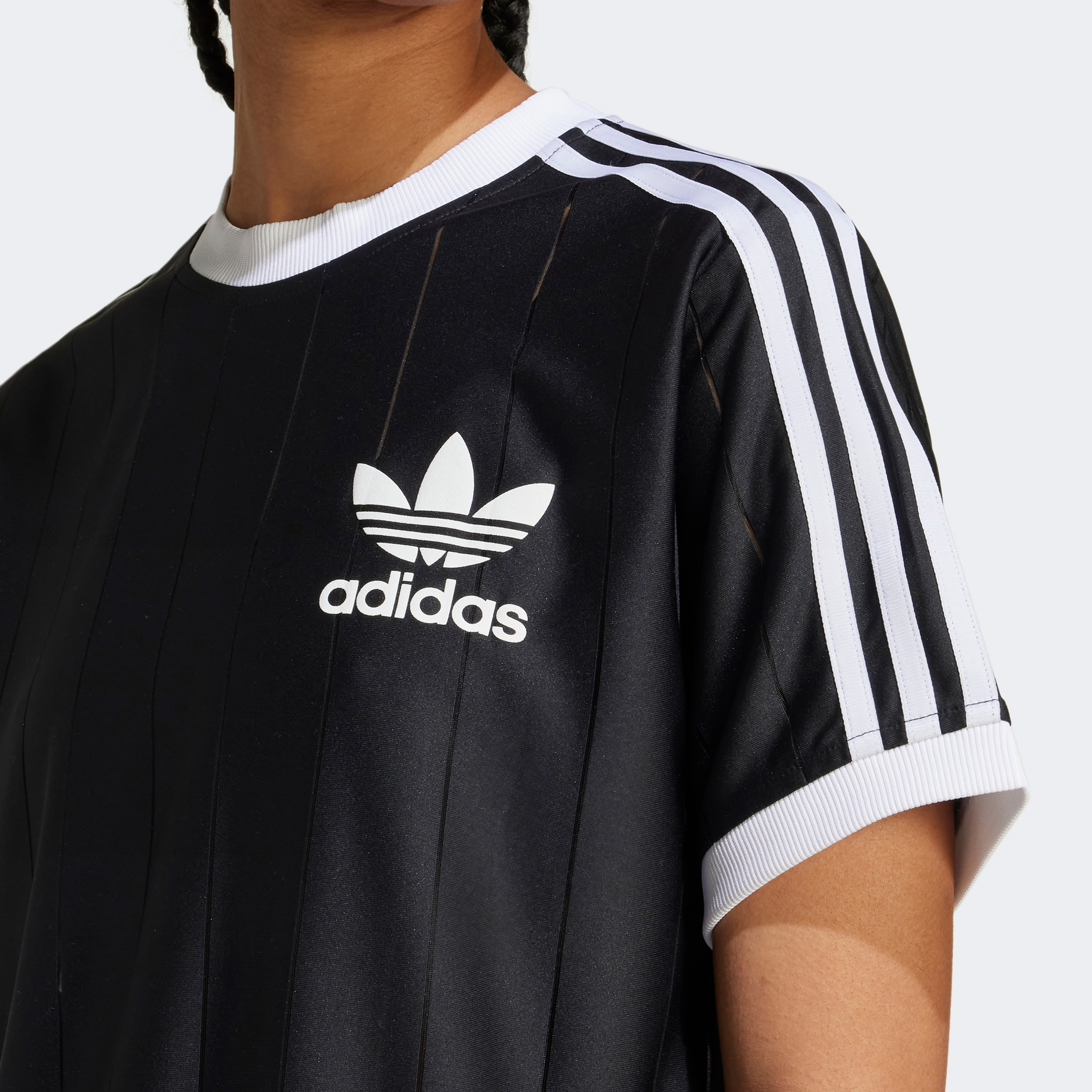 adidas Adicolor 3-Stripes Pinstripe Kadın Siyah T-Shirt