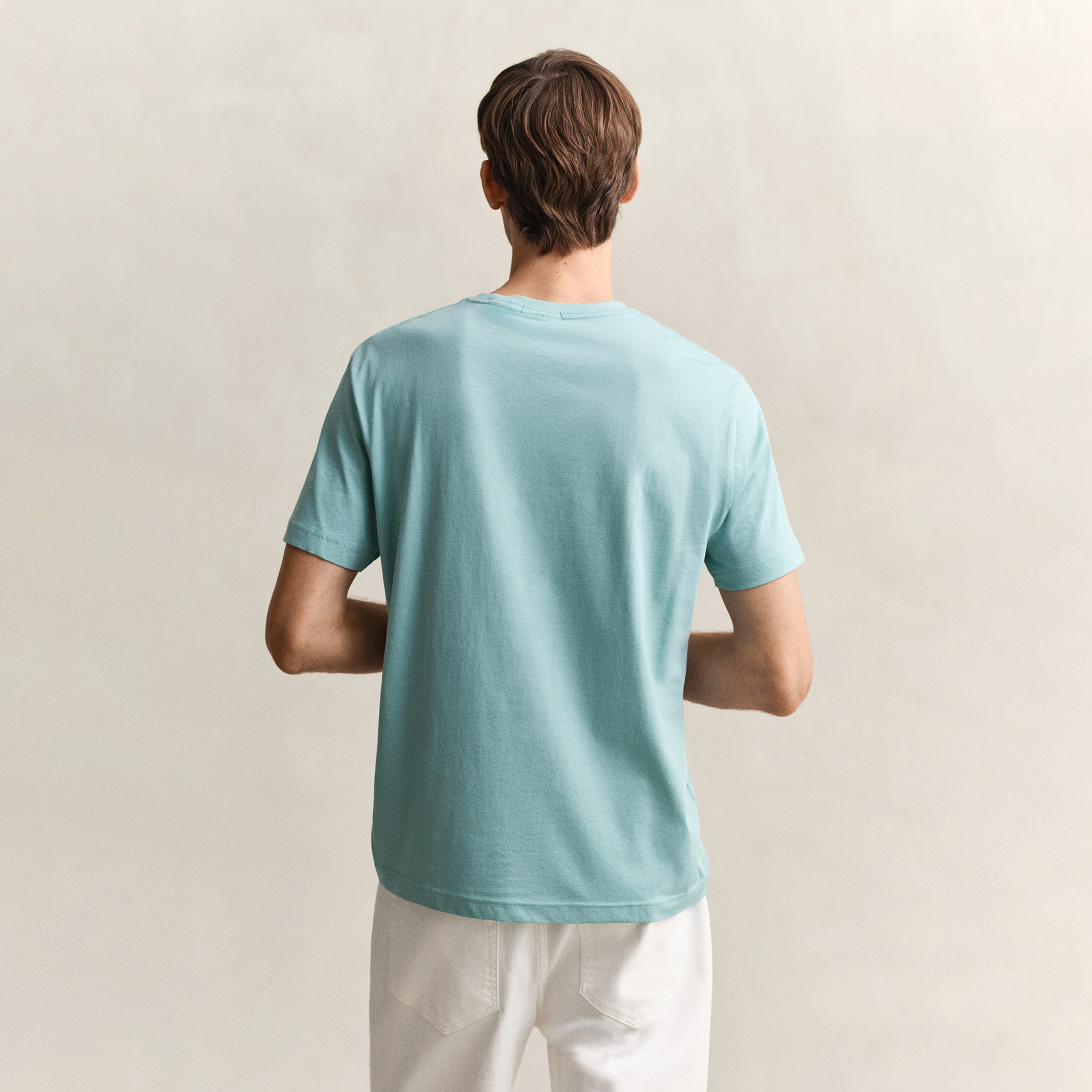 GANT Erkek Mavi Bisiklet Yaka Regular Fit Logolu T-Shirt