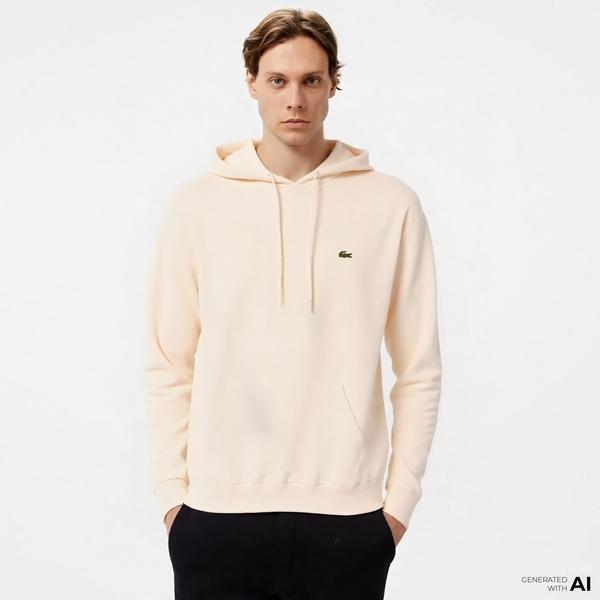 Erkek Classic Fit Kapüşonlu Bej Sweatshirt