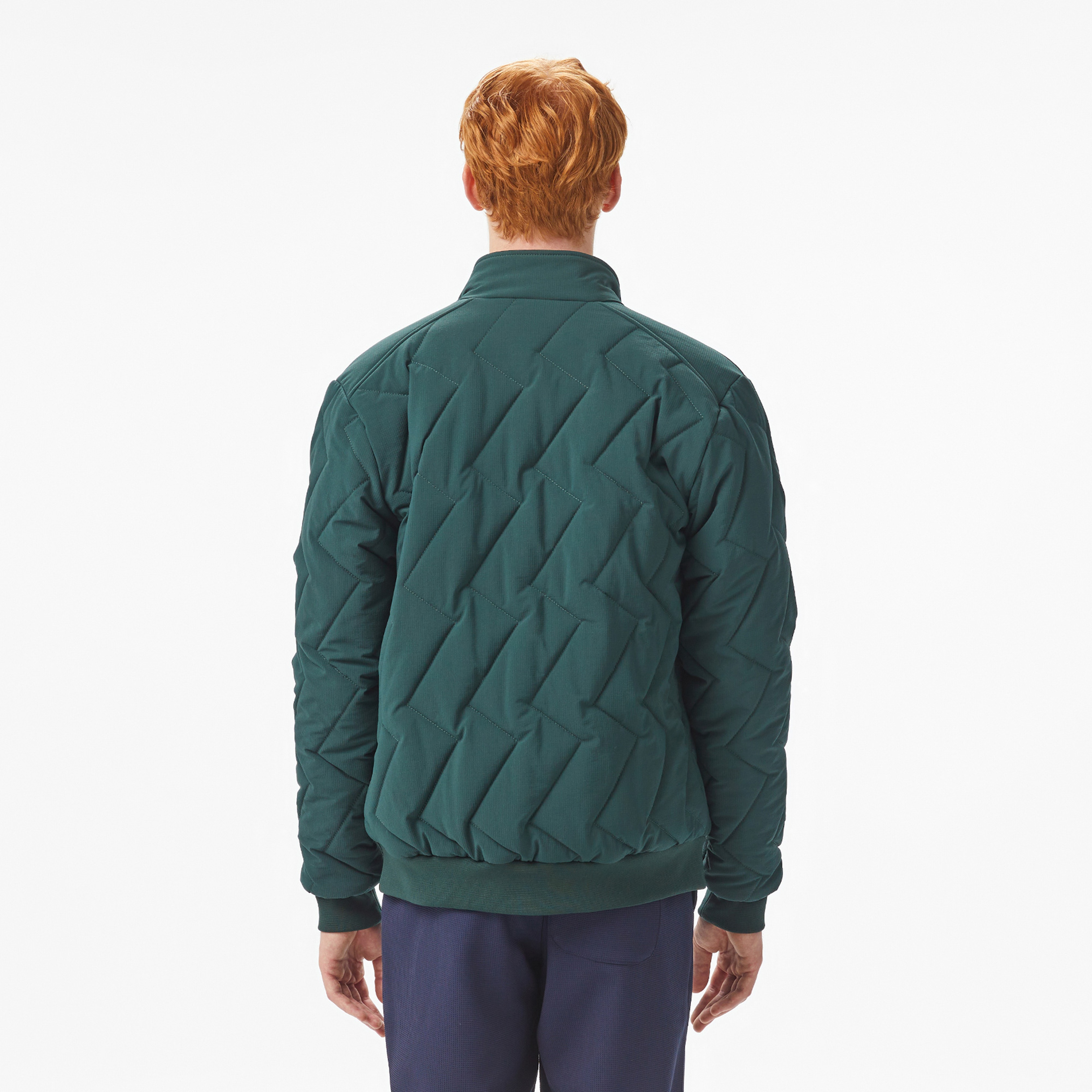 Erkek Dik Yaka Kapitone Koyu Yeşil Mont